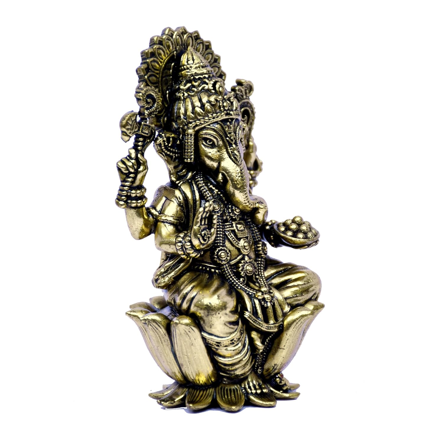 ESPLANADE Ganesh Idol for Home Décor, 4" Ganesha Sitting on Lotus Ganesha Idols, Brass Decoration Items for Home, Gurupurnima Gifts, Ganapati Murti for Pooja Room
