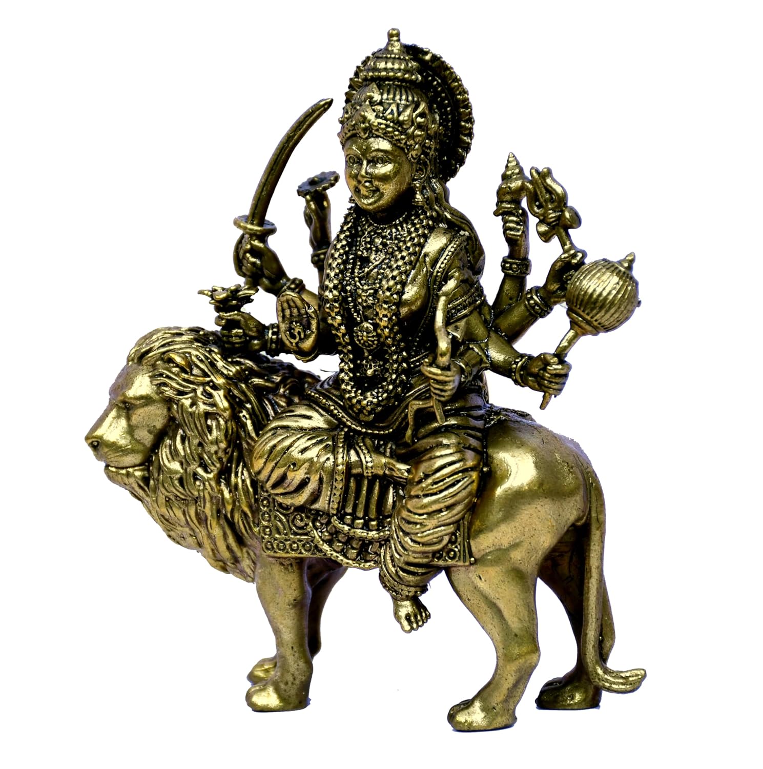 ESPLANADE Brass Durga MATA Murti, 4.7" Durga MATA Idol, Sherawali Maa Statue, Hindu God Idols for Pooja Room, Mandir Decoration, Home Décor