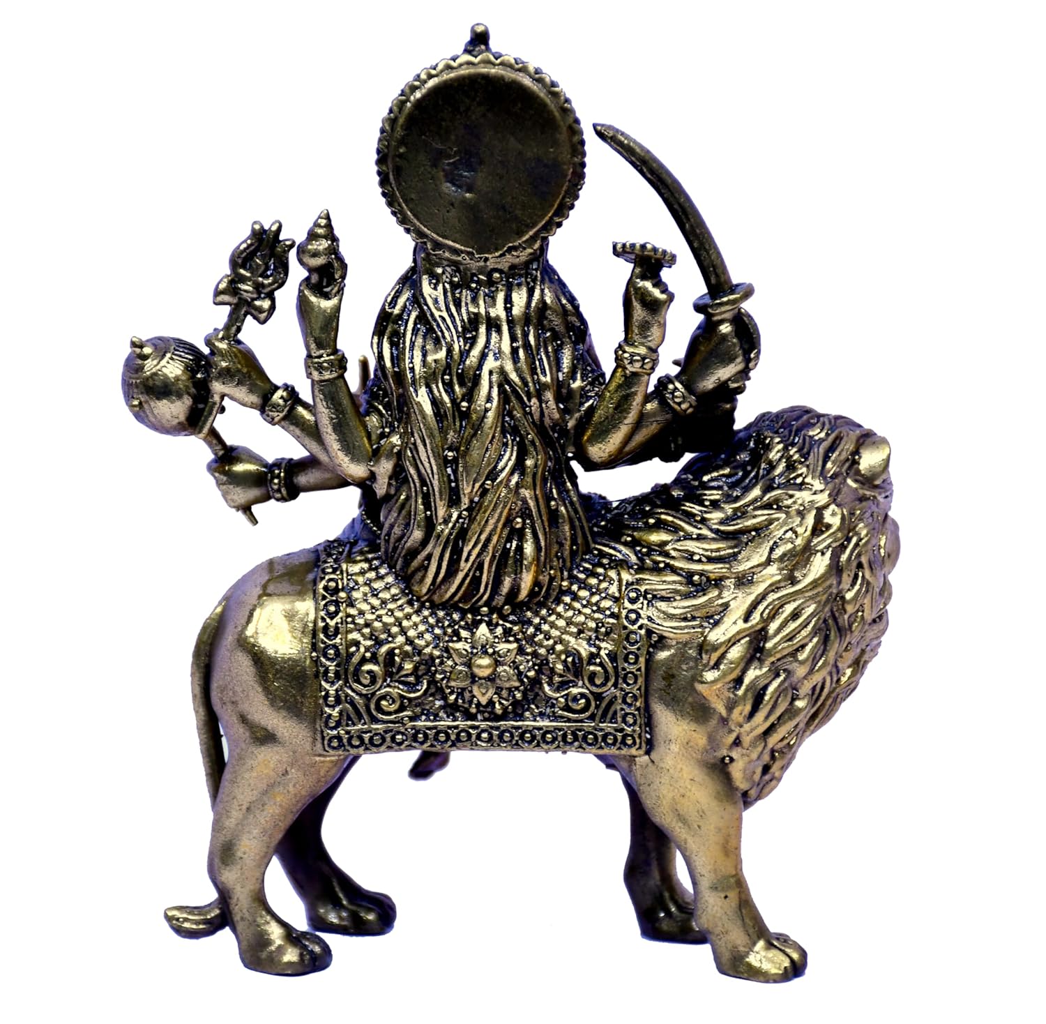 ESPLANADE Brass Durga MATA Murti, 4.7" Durga MATA Idol, Sherawali Maa Statue, Hindu God Idols for Pooja Room, Mandir Decoration, Home Décor