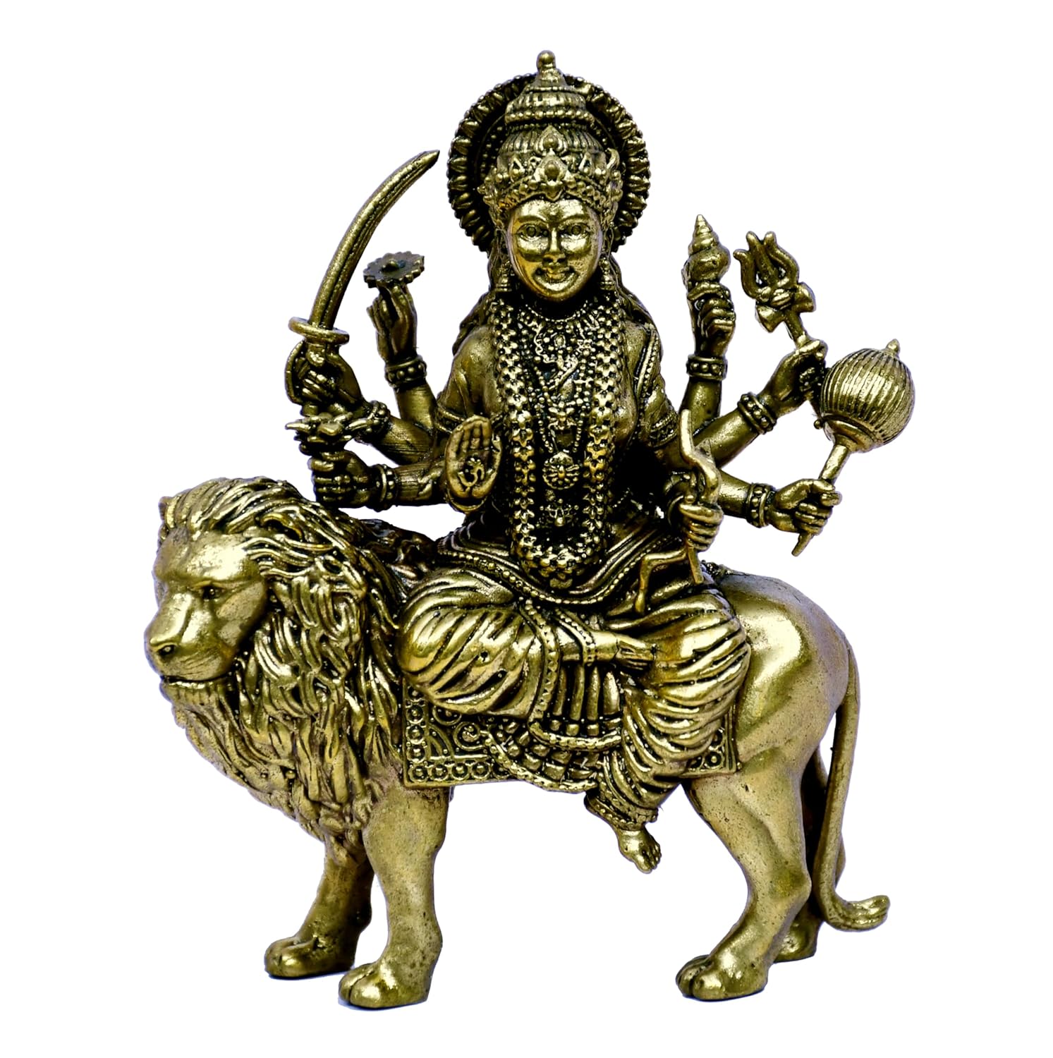 ESPLANADE Brass Durga MATA Murti, 4.7" Durga MATA Idol, Sherawali Maa Statue, Hindu God Idols for Pooja Room, Mandir Decoration, Home Décor
