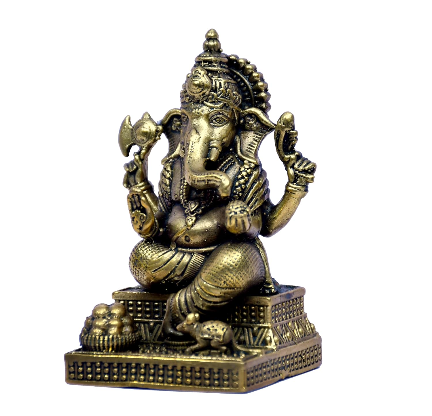 ESPLANADE Ganesh Idol for Home Décor, 3.5" Ganesha Idols, Brass Decoration Items for Home, Gurupurnima Gifts, Ganapati Bappa Murti for Pooja Room