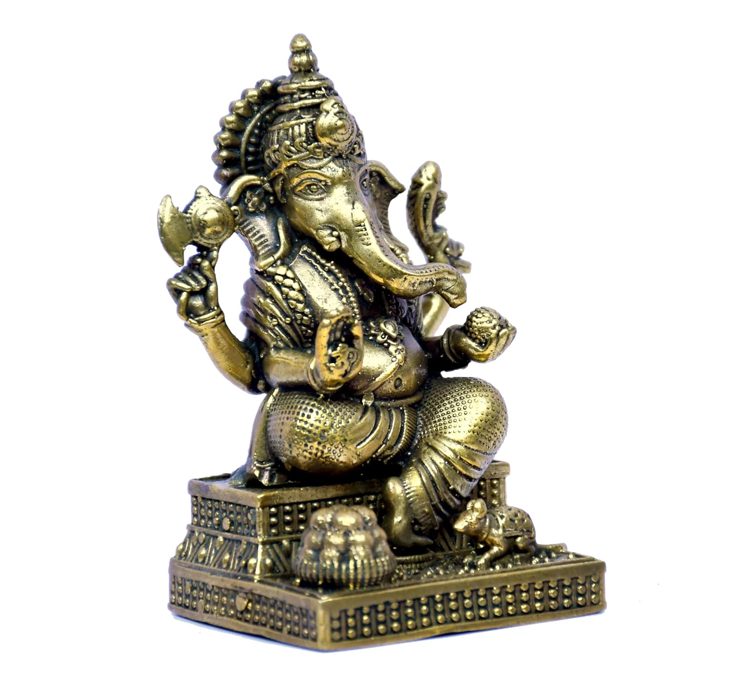 ESPLANADE Ganesh Idol for Home Décor, 3.5" Ganesha Idols, Brass Decoration Items for Home, Gurupurnima Gifts, Ganapati Bappa Murti for Pooja Room