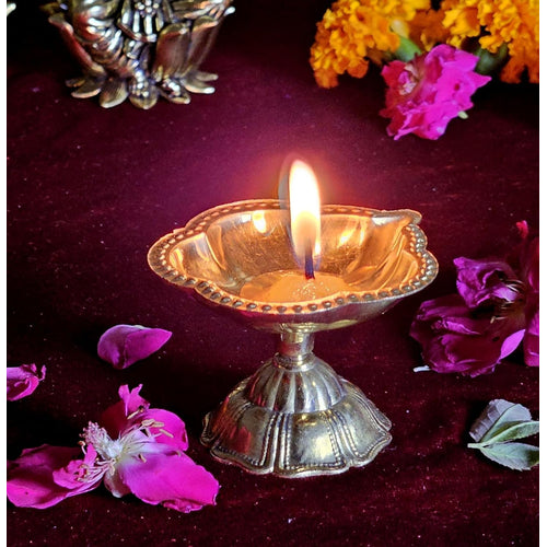 Esplanade Brass Diya for Pooja, Deepam Kundulu, Villaku, Deepak, Pooja Items for Pooja Room, Brass Decoration Items for Home – 2.5 inch