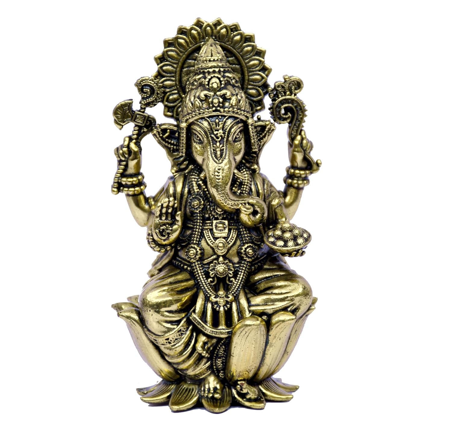 ESPLANADE Laxmi Ganesh Idol for Home Décor, 4" Sitting on Lotus Ganesha Lakshmi Devi Idols Set, Brass Decoration Items for Home, Laxmi Ganesh Murti for Pooja Room