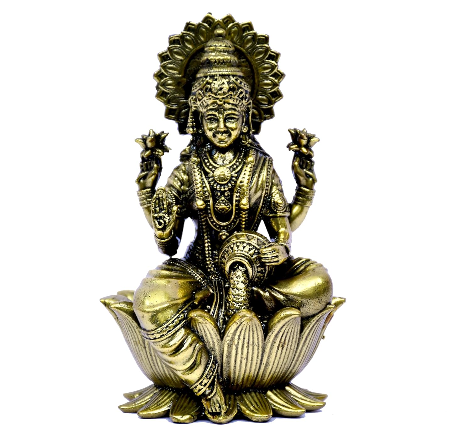ESPLANADE Laxmi Ganesh Idol for Home Décor, 4" Sitting on Lotus Ganesha Lakshmi Devi Idols Set, Brass Decoration Items for Home, Laxmi Ganesh Murti for Pooja Room