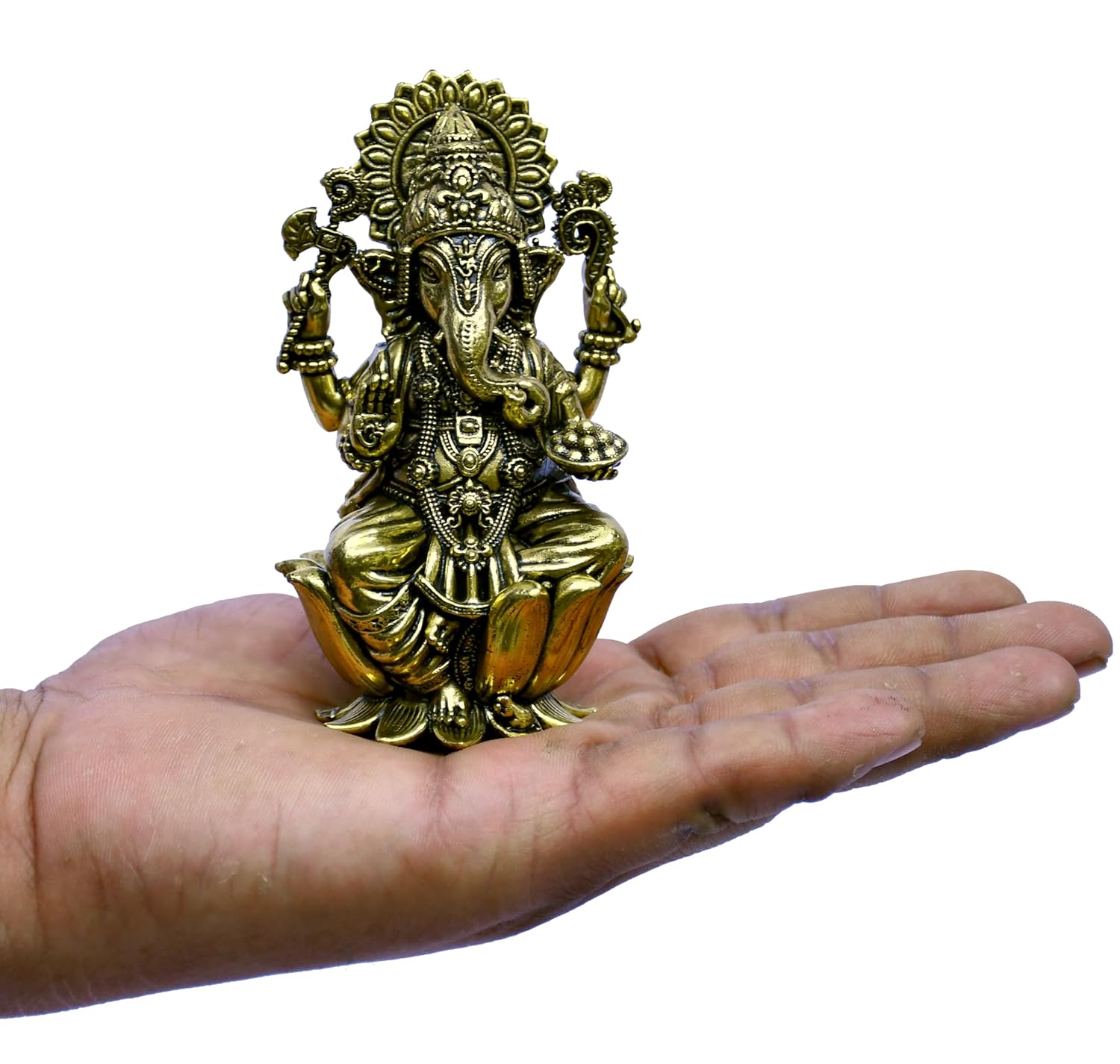 ESPLANADE Laxmi Ganesh Idol for Home Décor, 4" Sitting on Lotus Ganesha Lakshmi Devi Idols Set, Brass Decoration Items for Home, Laxmi Ganesh Murti for Pooja Room