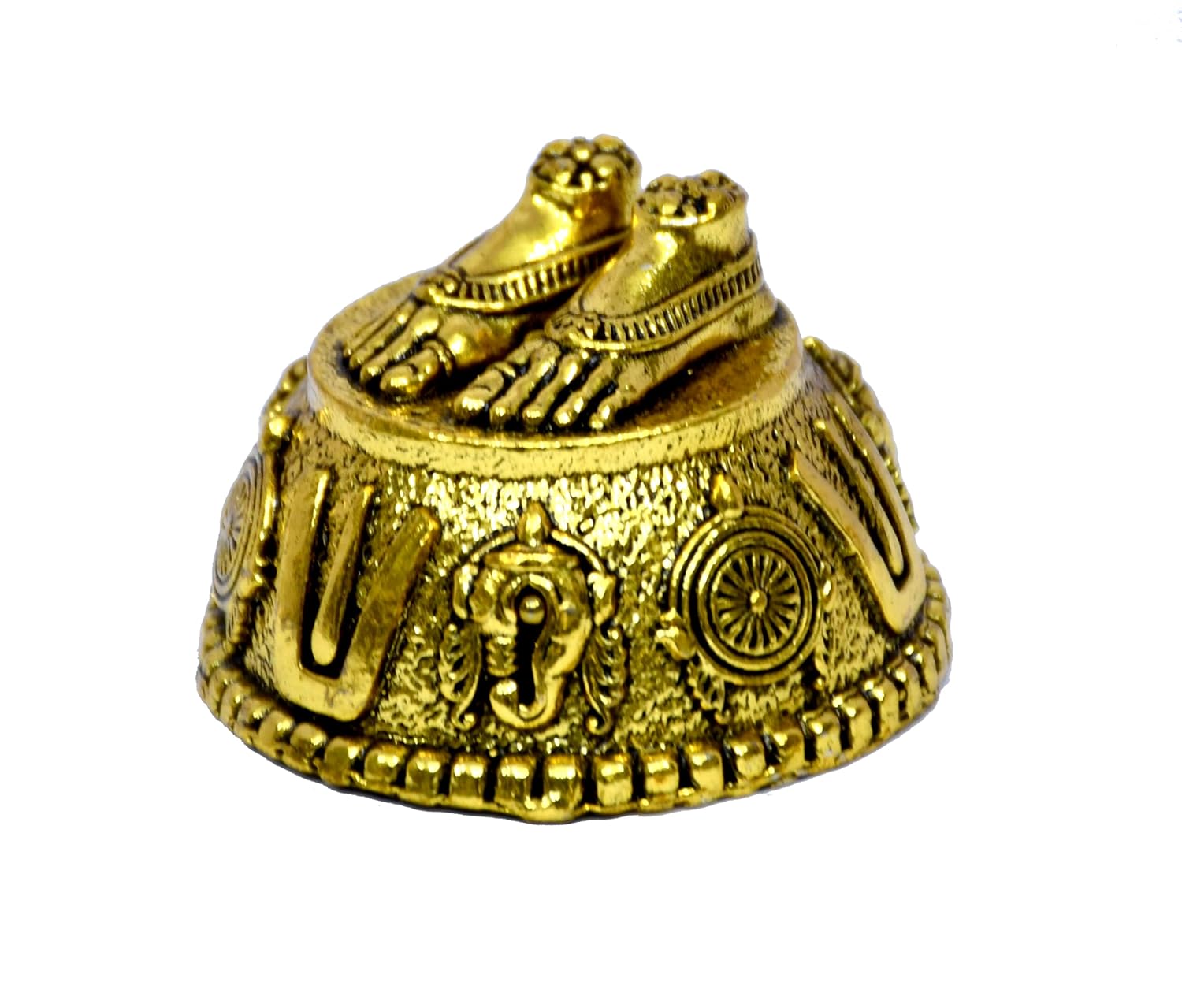 ESPLANADE Brass Balaji Charan Paduka for Car Dashboard Decoration, Vishnu Lakshmi Charan Paduka, Venkateshwara Swamy Idol Feet, Tirupati Balaji, Car Dashboard God Idol, Pooja Items for Pooja Room 3cm