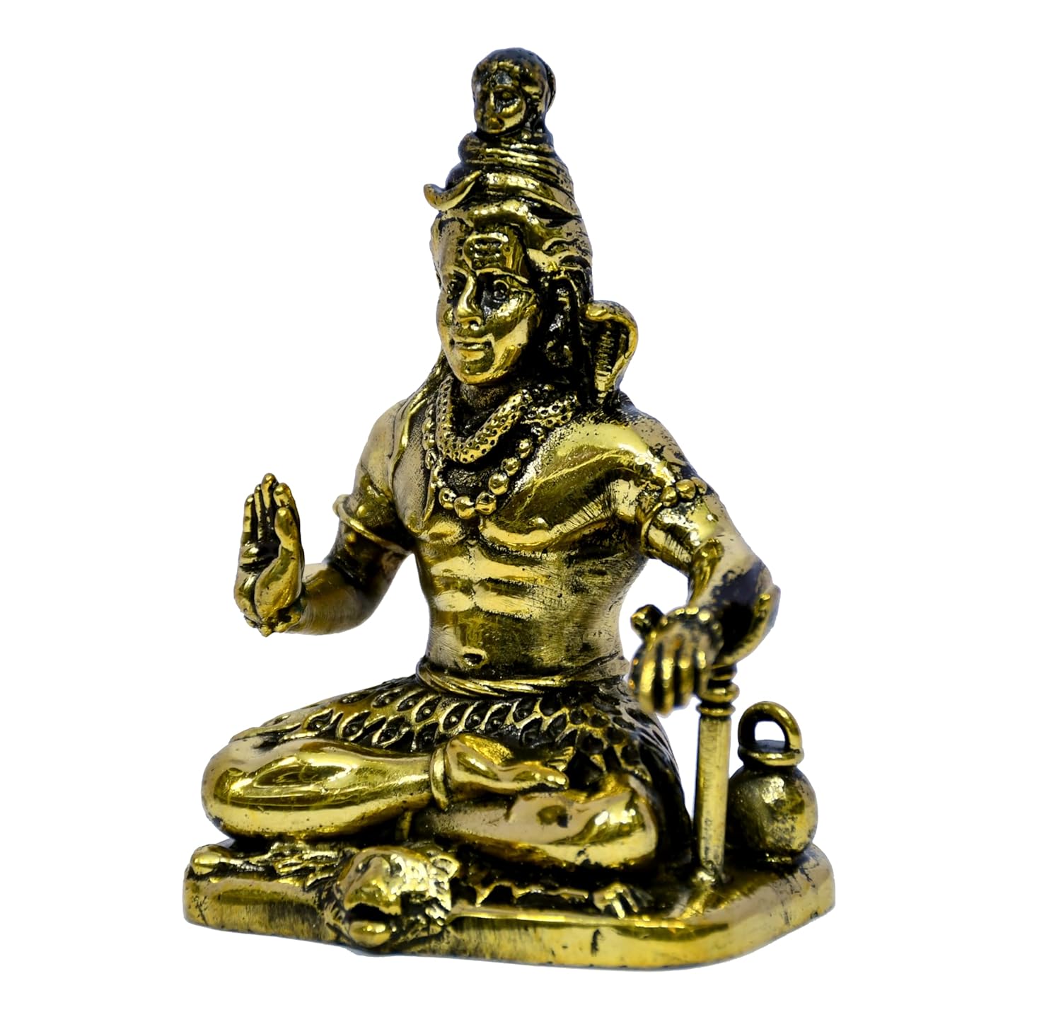 ESPLANADE Brass Shiva Idol – 4" Shiv Mahadev Murti, Adiyogi Statue, Brass Decoration Items for Home and Temple, Shankar Murti