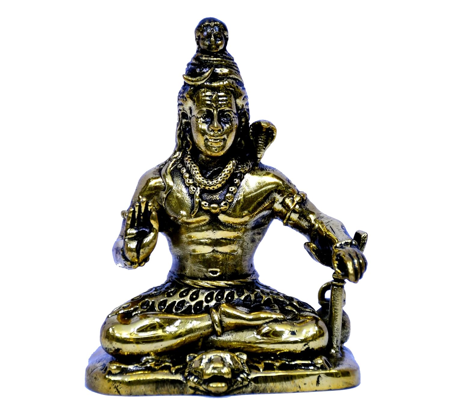 ESPLANADE Brass Shiva Idol – 4" Shiv Mahadev Murti, Adiyogi Statue, Brass Decoration Items for Home and Temple, Shankar Murti