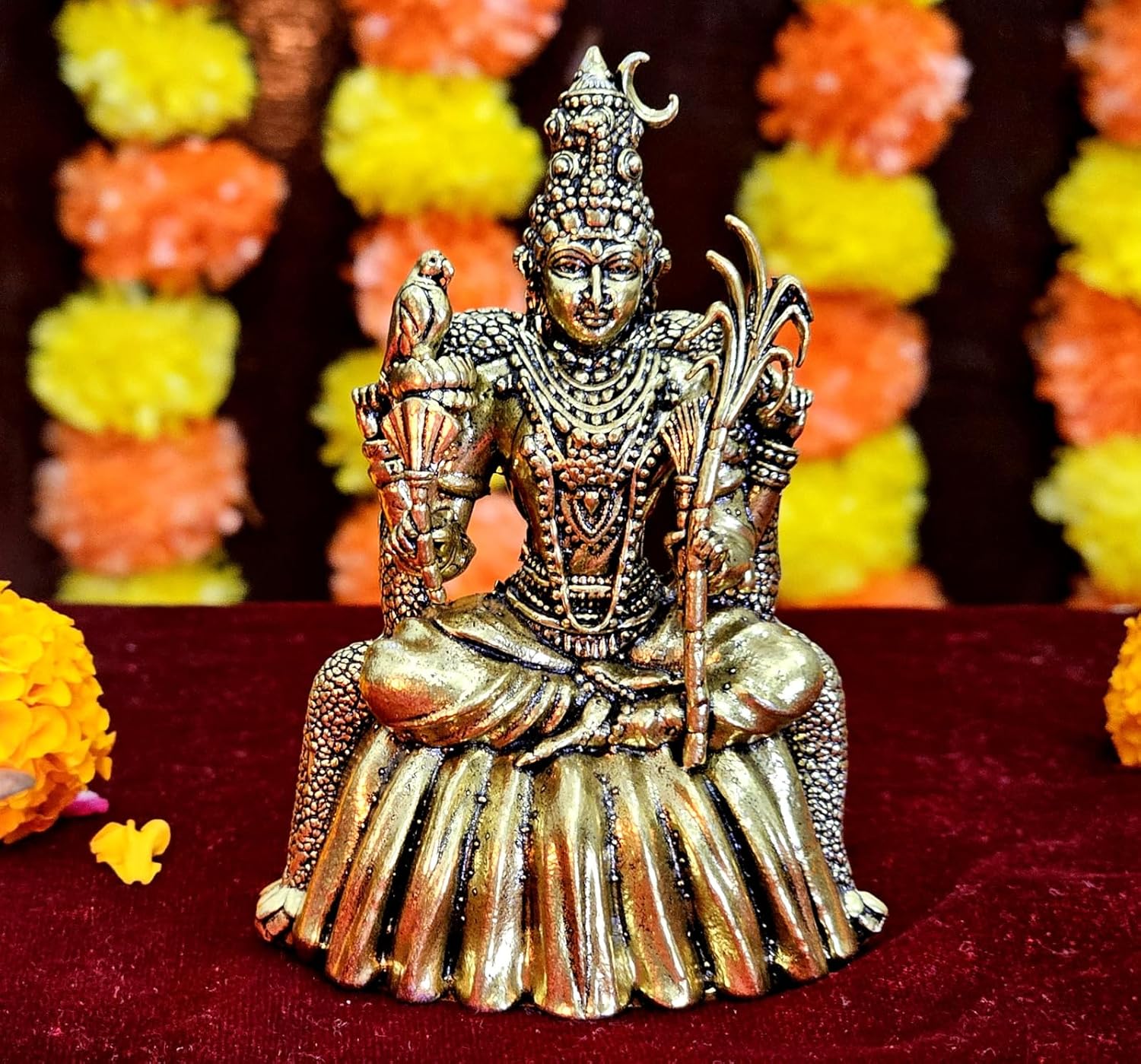 ESPLANADE Brass Tripura Sundari Idol, 4" Goddess Rajarajeshwari Murti, Lalitha Devi Statue, Sodashi, Adhi Parasakthi, Brass Decoration Items for Home and Temple