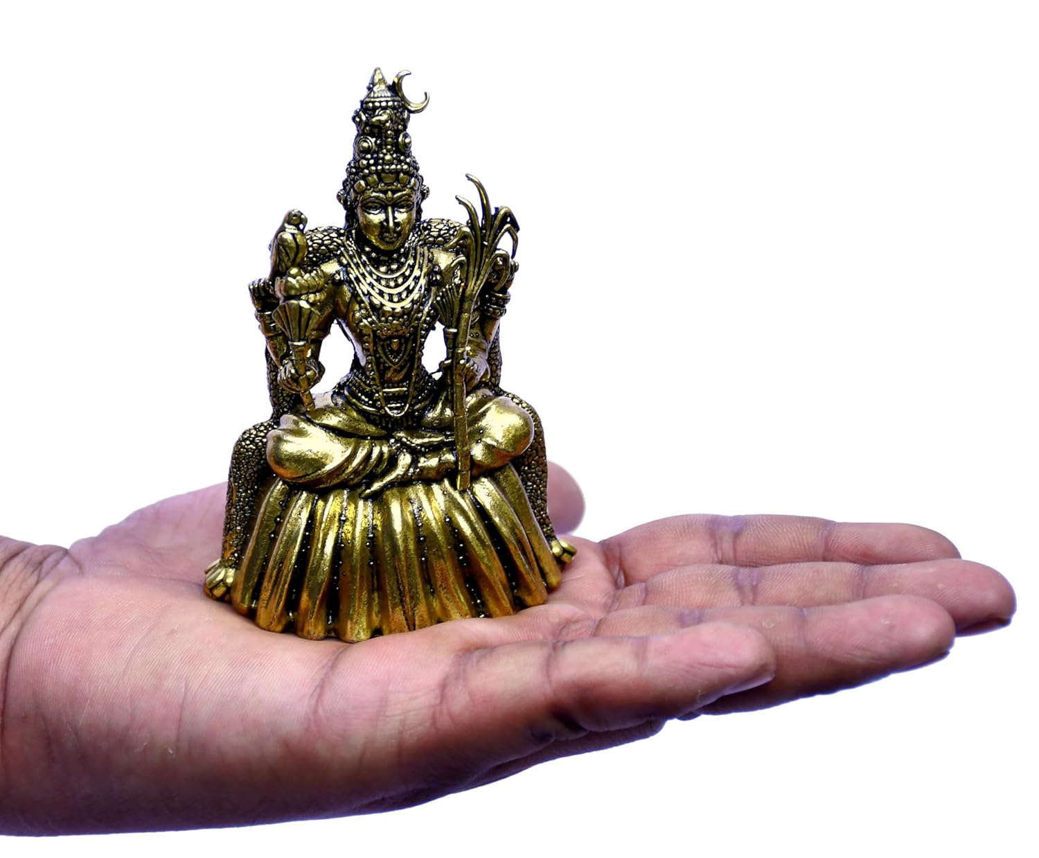ESPLANADE Brass Tripura Sundari Idol, 4" Goddess Rajarajeshwari Murti, Lalitha Devi Statue, Sodashi, Adhi Parasakthi, Brass Decoration Items for Home and Temple