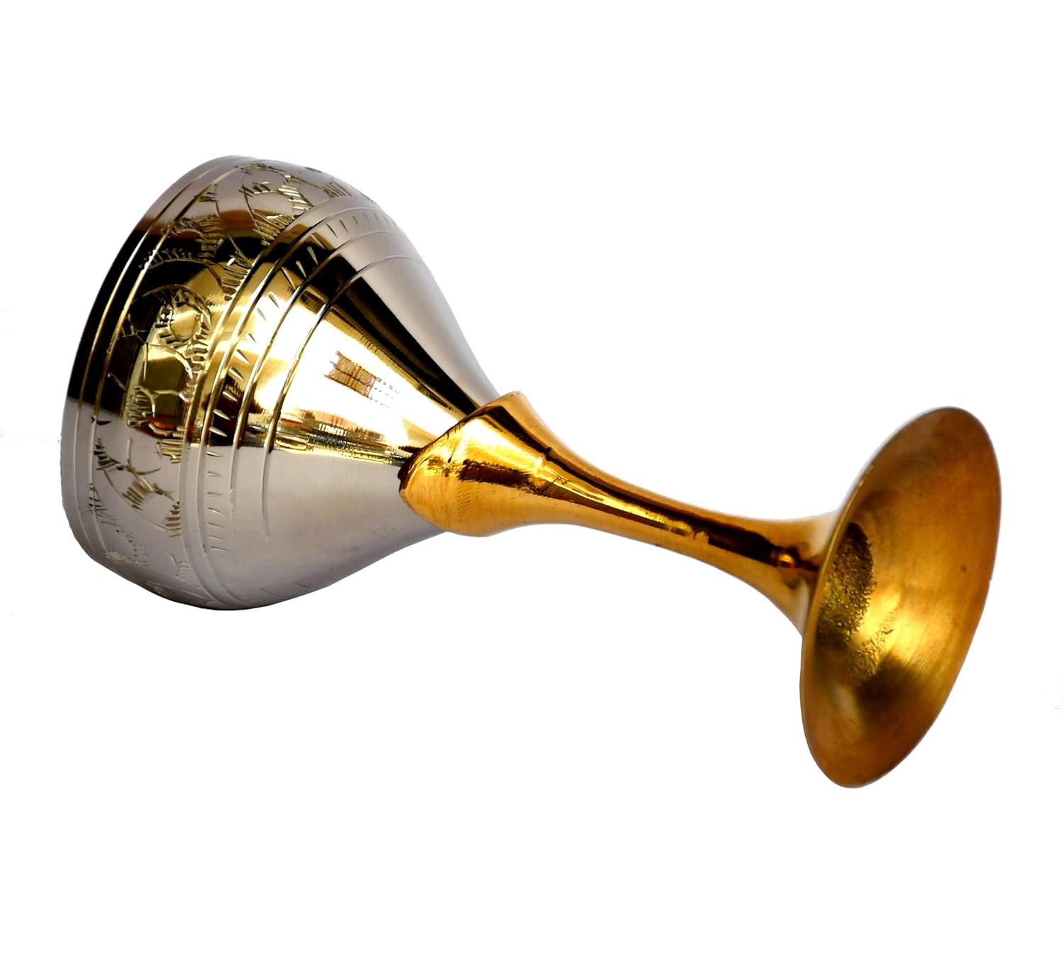 ESPLANADE Brass Engraved Wine Glass, Metal Goblet, Champagne Flutes, Royal Medieval Chalice Vintage Coupe, Diwali Gift, Wedding Anniversary Gift