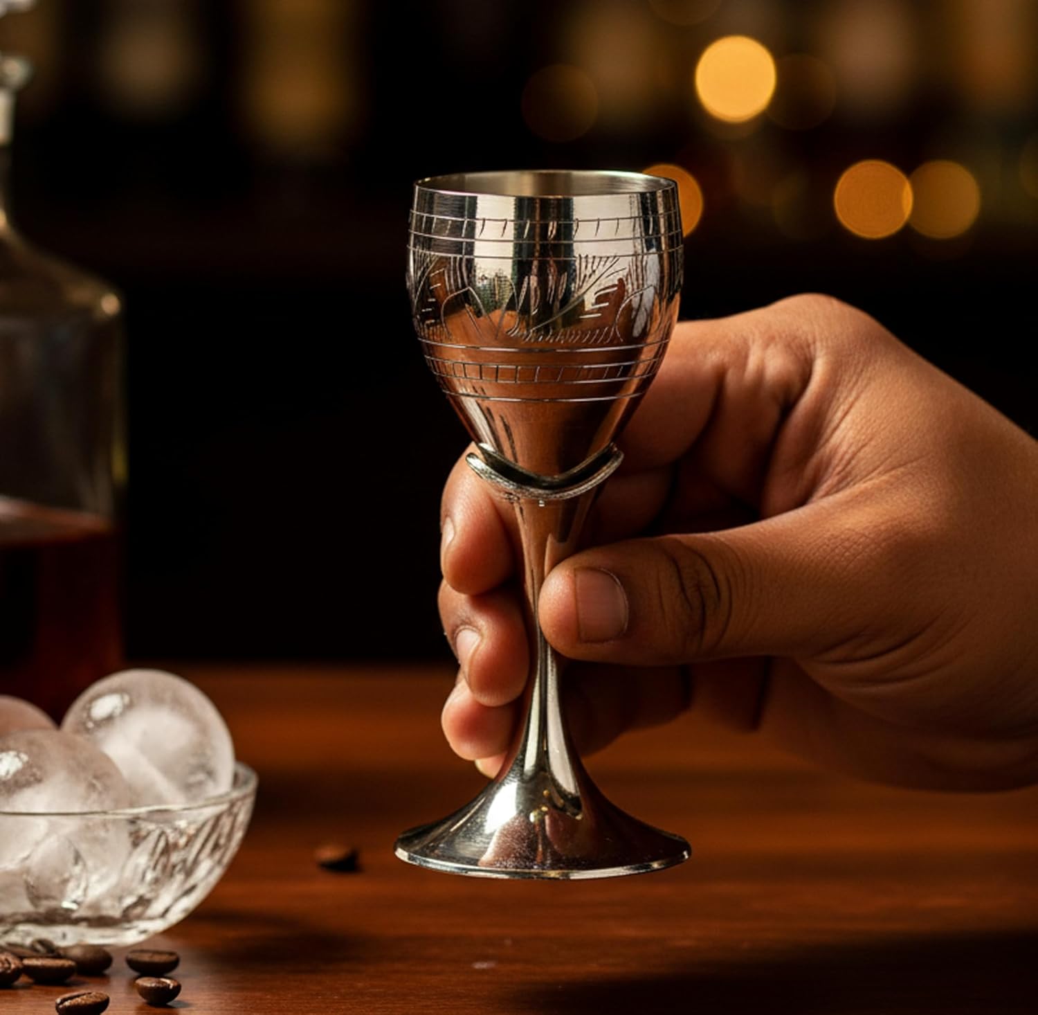 ESPLANADE Brass Engraved Wine Glass, Metal Goblet, Champagne Flutes, Royal Medieval Chalice Vintage Coupe, Diwali Gift, Wedding Anniversary Gift