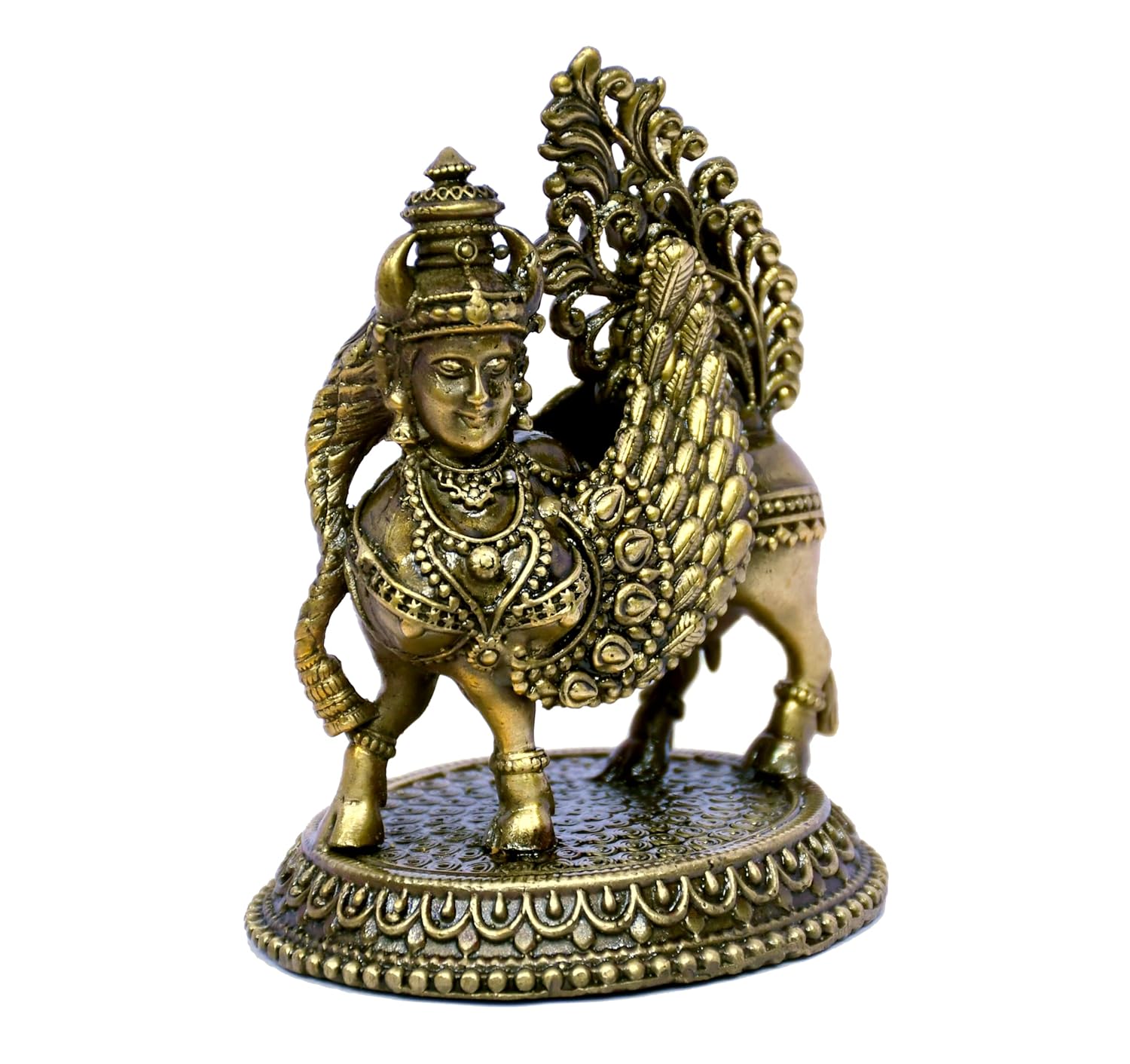 ESPLANADE Brass Kamadhenu Cow Murti - 4" Nandi Kamadhenu Idol with Wings & Face, House Warming Gifts, Good Luck Home Décor Gift Items, Feng Shui Vastu
