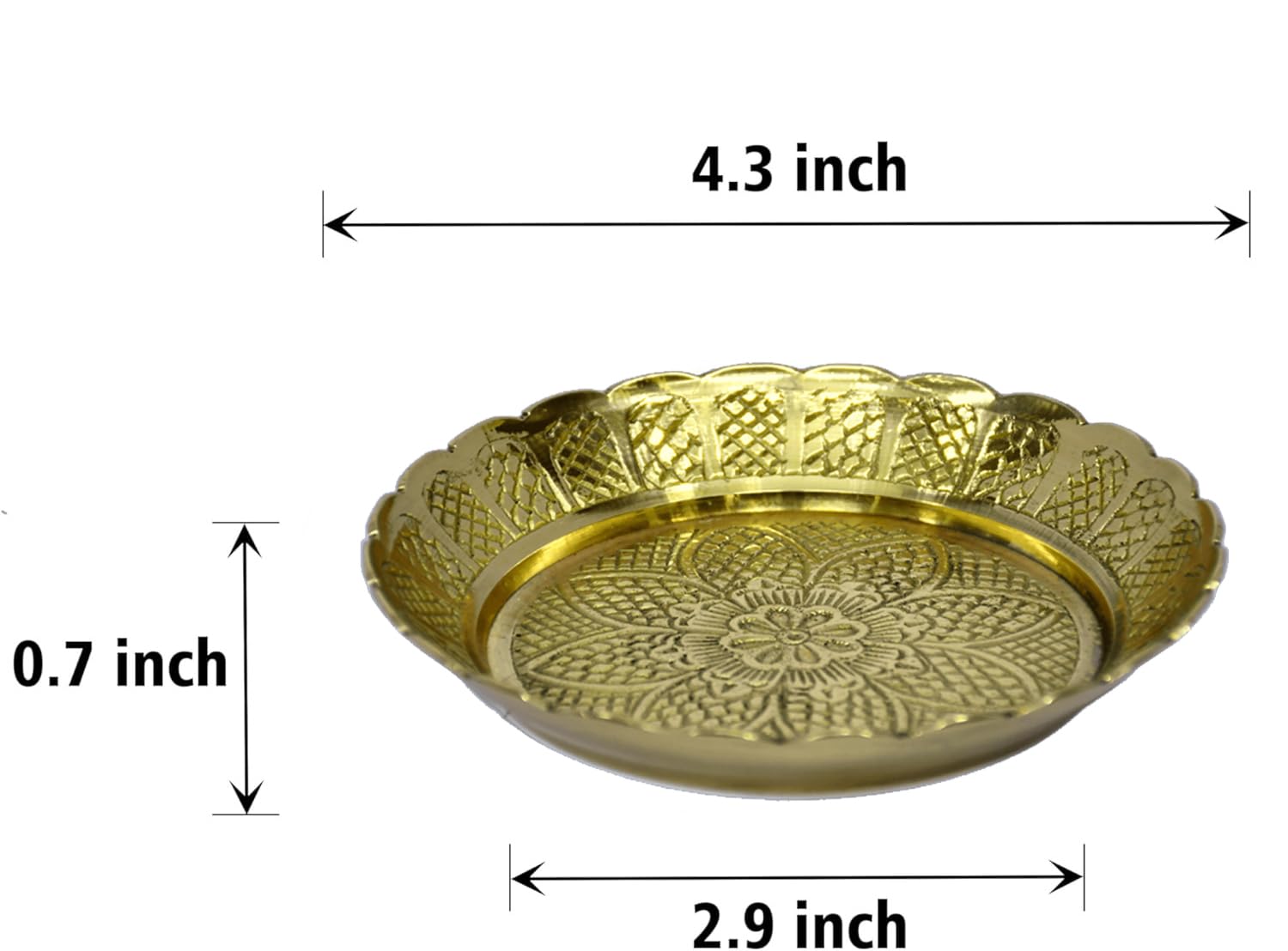 ESPLANADE Brass Plate for Puja Engraved, Set of 2 Bhog Thali Brass Items for Pooja & Kitchen, Prasadam Bowls for Pooja, Diwali Gift Items, Puja Essentials for Home Mandir
