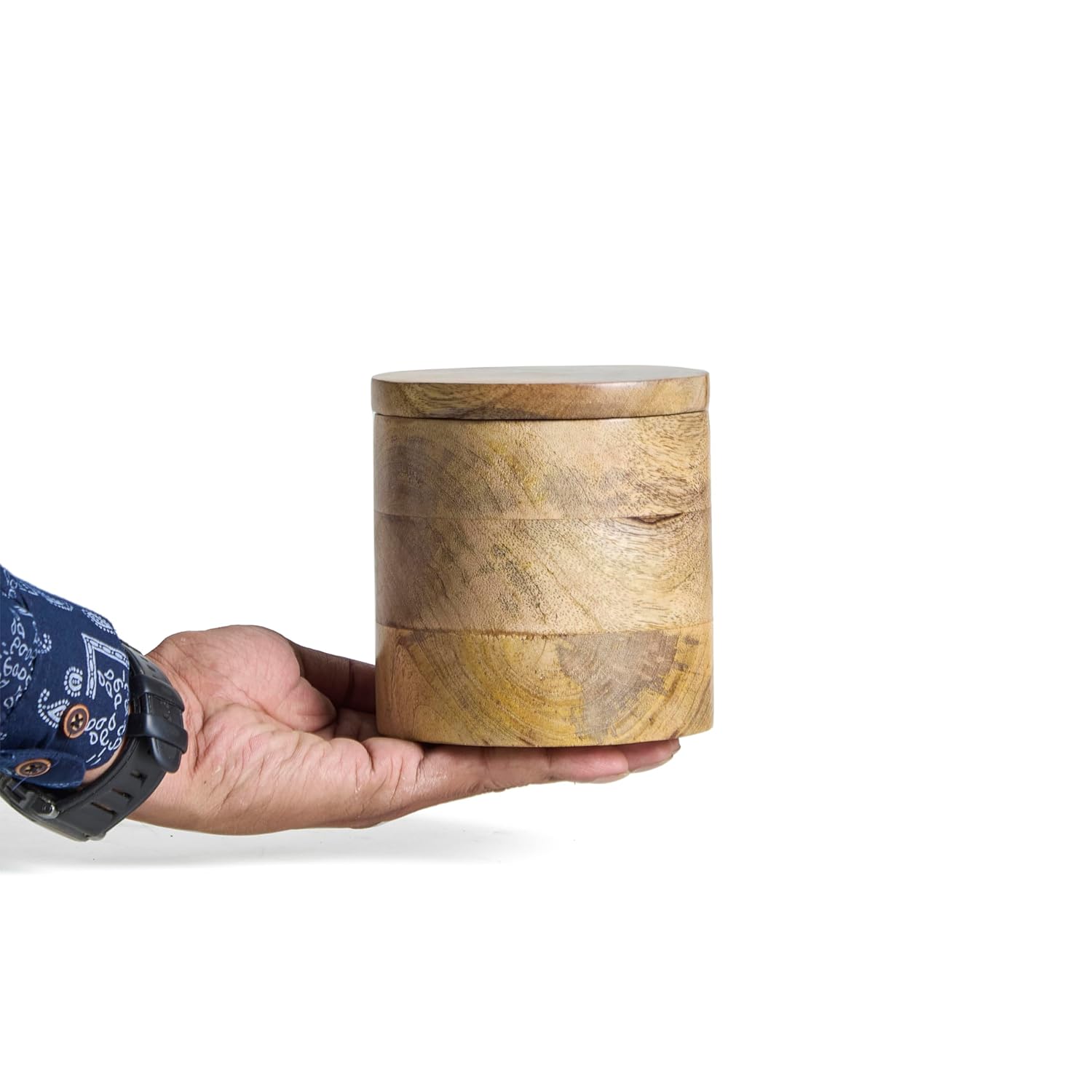 ESPLANADE Wooden Salt Container with Spoon, Salt Jar for Kitchen, Spices, Sugar Box, Coffee and Mouth Freshners, Wooden Boxes for Storage, Kitchen Accessories Items for Home - 5 inch