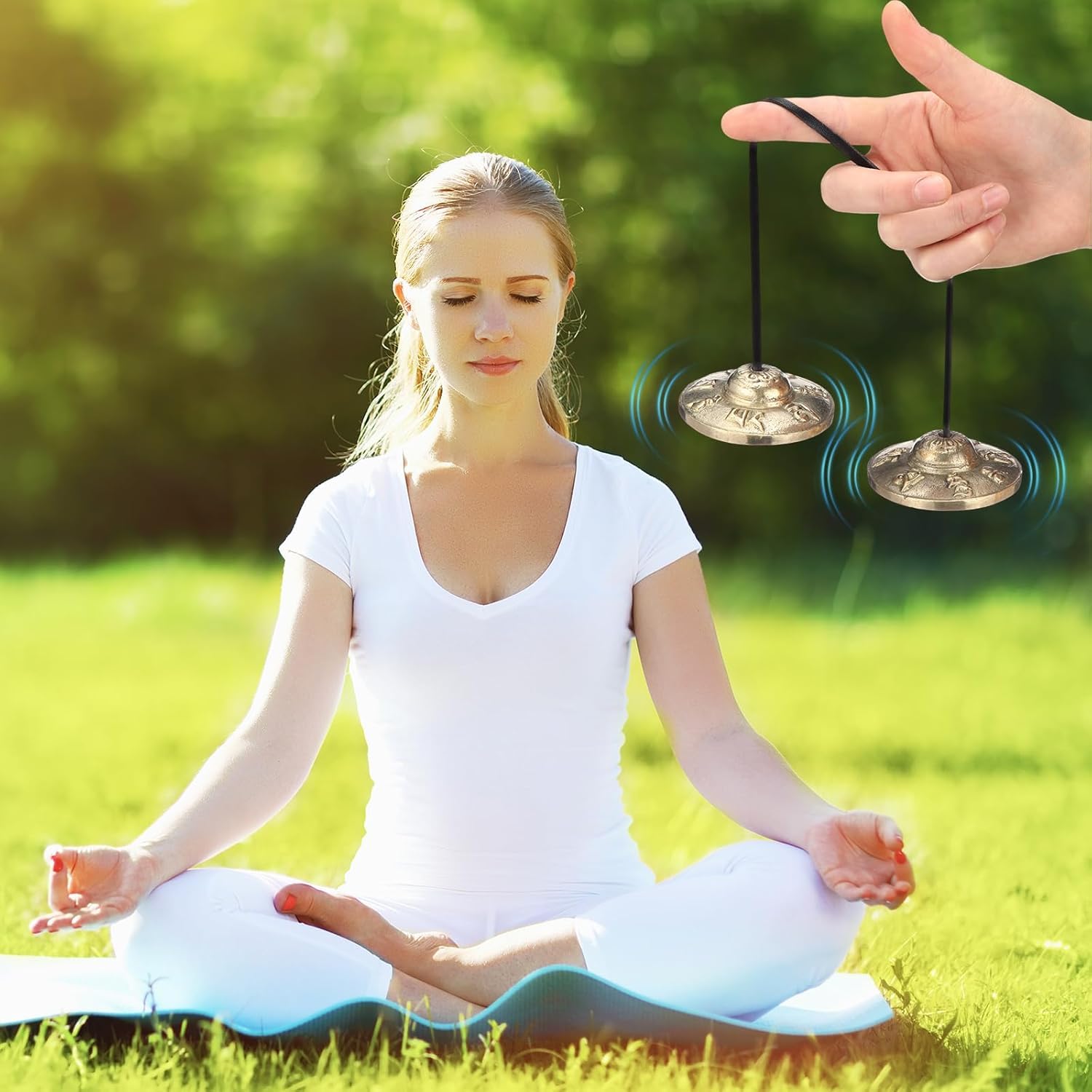 Esplanade Brass Tingsha Bell Cymbals, Manjeera, Tibetan Bells Chime, Tibetan Meditation Tingsha, Embossed Hand Percussion Musical Instrument, Traditional Indian Music Instrument