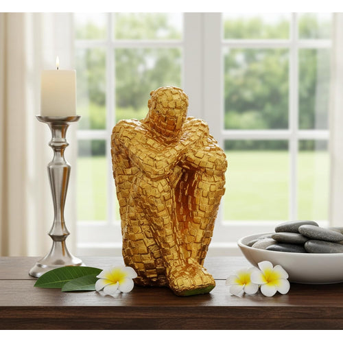 ESPLANADE Resin Thinking Man Statue Showpiece for Home Decor Living Room Ð 7in Abstract Sculpture, Elegant Modern Art Office Desktop DŽcor, Nordic Thinker