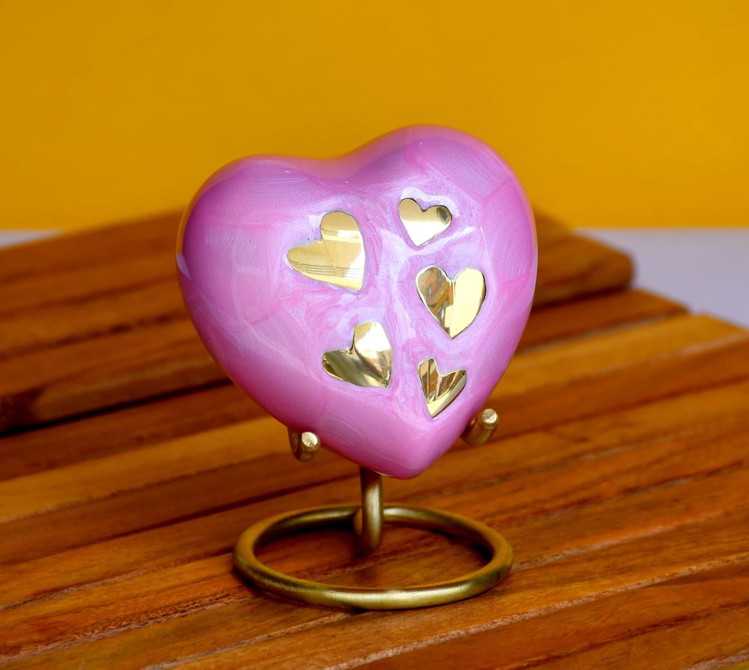 Esplanade Brass Cremation Mini Heart Urn Keepsake Memorial, Small Urn for Ashes Funeral Burial Container Jar Pot, 2.8 Inches (Pink, 2.8", Engraved)