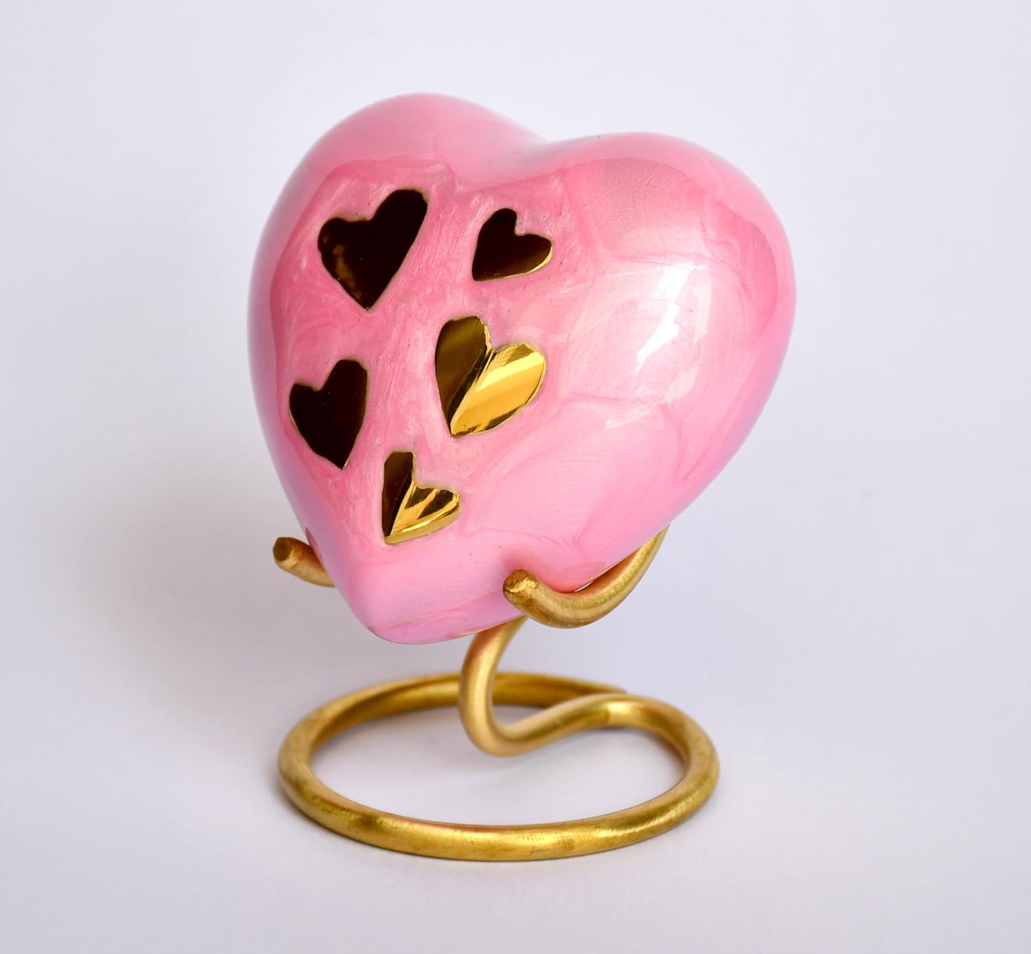 Esplanade Brass Cremation Mini Heart Urn Keepsake Memorial, Small Urn for Ashes Funeral Burial Container Jar Pot, 2.8 Inches (Pink, 2.8", Engraved)