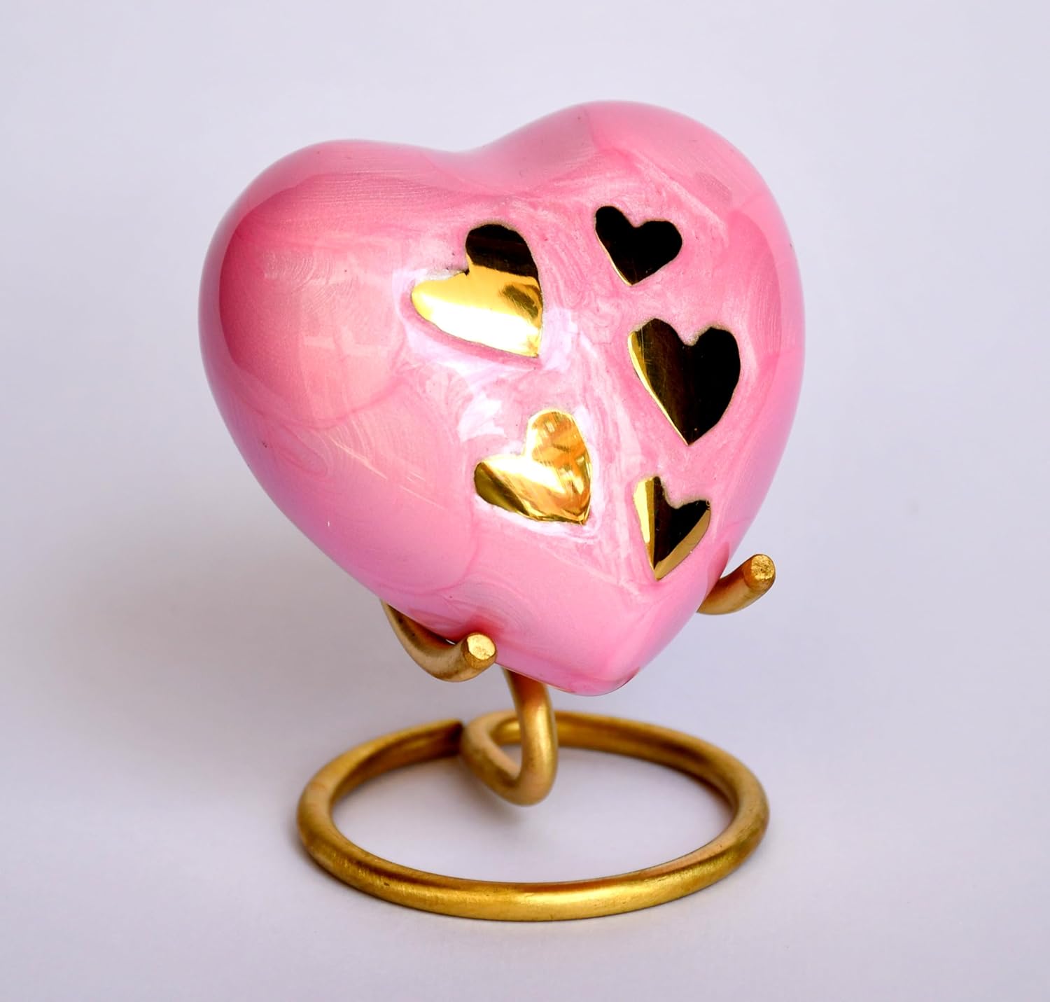 Esplanade Brass Cremation Mini Heart Urn Keepsake Memorial, Small Urn for Ashes Funeral Burial Container Jar Pot, 2.8 Inches (Pink, 2.8", Engraved)