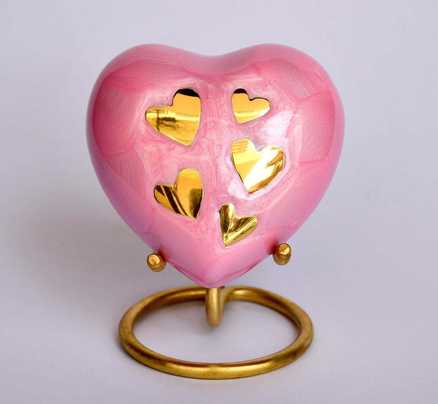 Esplanade Brass Cremation Mini Heart Urn Keepsake Memorial, Small Urn for Ashes Funeral Burial Container Jar Pot, 2.8 Inches (Pink, 2.8", Engraved)