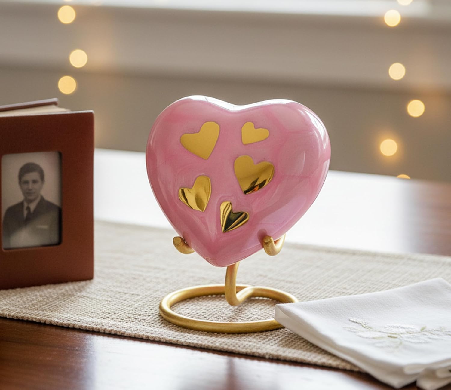 Esplanade Brass Cremation Mini Heart Urn Keepsake Memorial, Small Urn for Ashes Funeral Burial Container Jar Pot, 2.8 Inches (Pink, 2.8", Engraved)