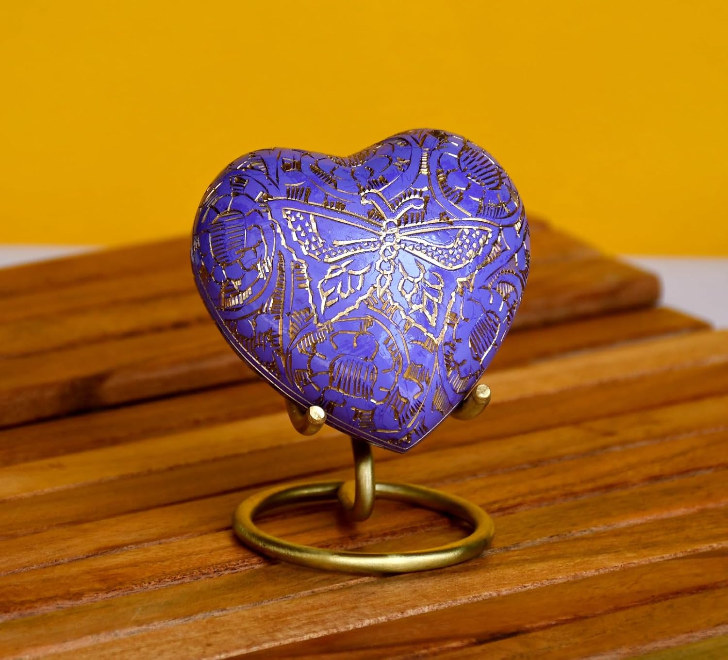 Esplanade Brass Cremation Mini Heart Urn Keepsake Memorial, Small Urn for Ashes Funeral Burial Container Jar Pot, 2.8 Inches (Soft Purple, 2.8", Engraved)