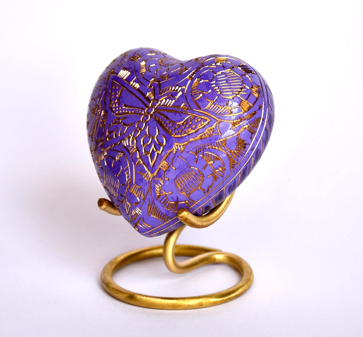 Esplanade Brass Cremation Mini Heart Urn Keepsake Memorial, Small Urn for Ashes Funeral Burial Container Jar Pot, 2.8 Inches (Soft Purple, 2.8", Engraved)