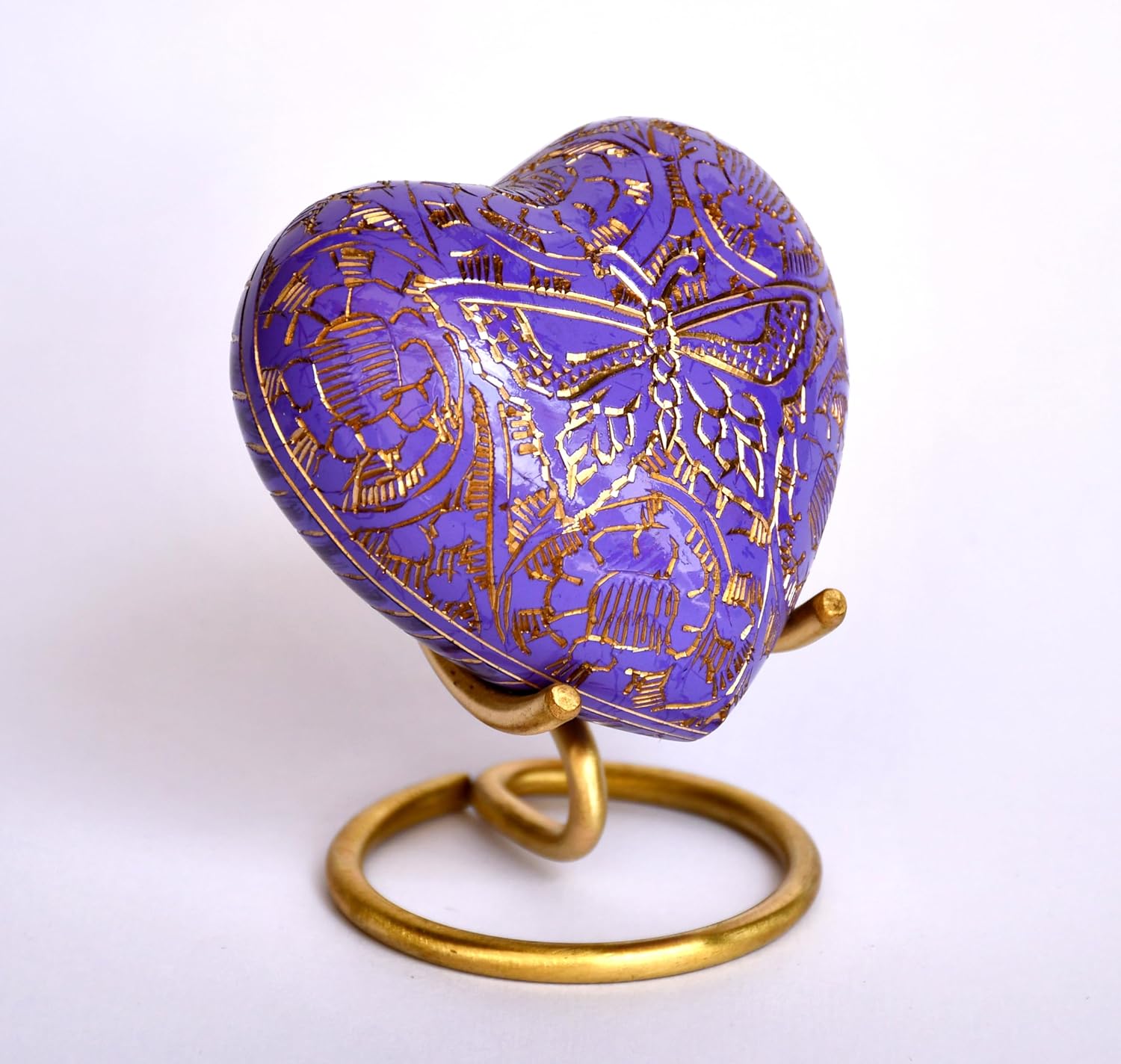 Esplanade Brass Cremation Mini Heart Urn Keepsake Memorial, Small Urn for Ashes Funeral Burial Container Jar Pot, 2.8 Inches (Soft Purple, 2.8", Engraved)