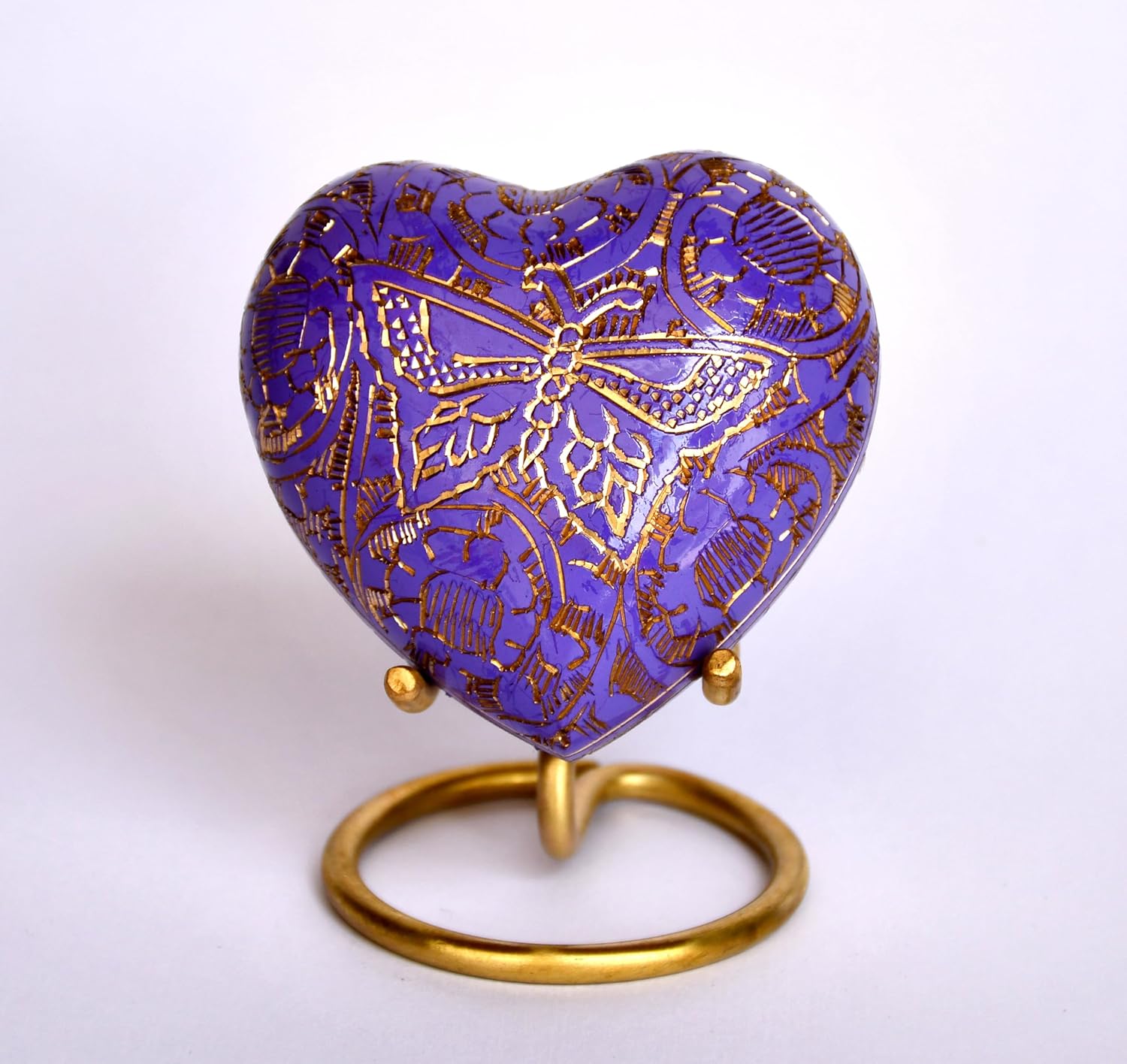 Esplanade Brass Cremation Mini Heart Urn Keepsake Memorial, Small Urn for Ashes Funeral Burial Container Jar Pot, 2.8 Inches (Soft Purple, 2.8", Engraved)