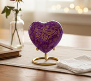 Esplanade Brass Cremation Mini Heart Urn Keepsake Memorial, Small Urn for Ashes Funeral Burial Container Jar Pot, 2.8 Inches (Soft Purple, 2.8", Engraved)