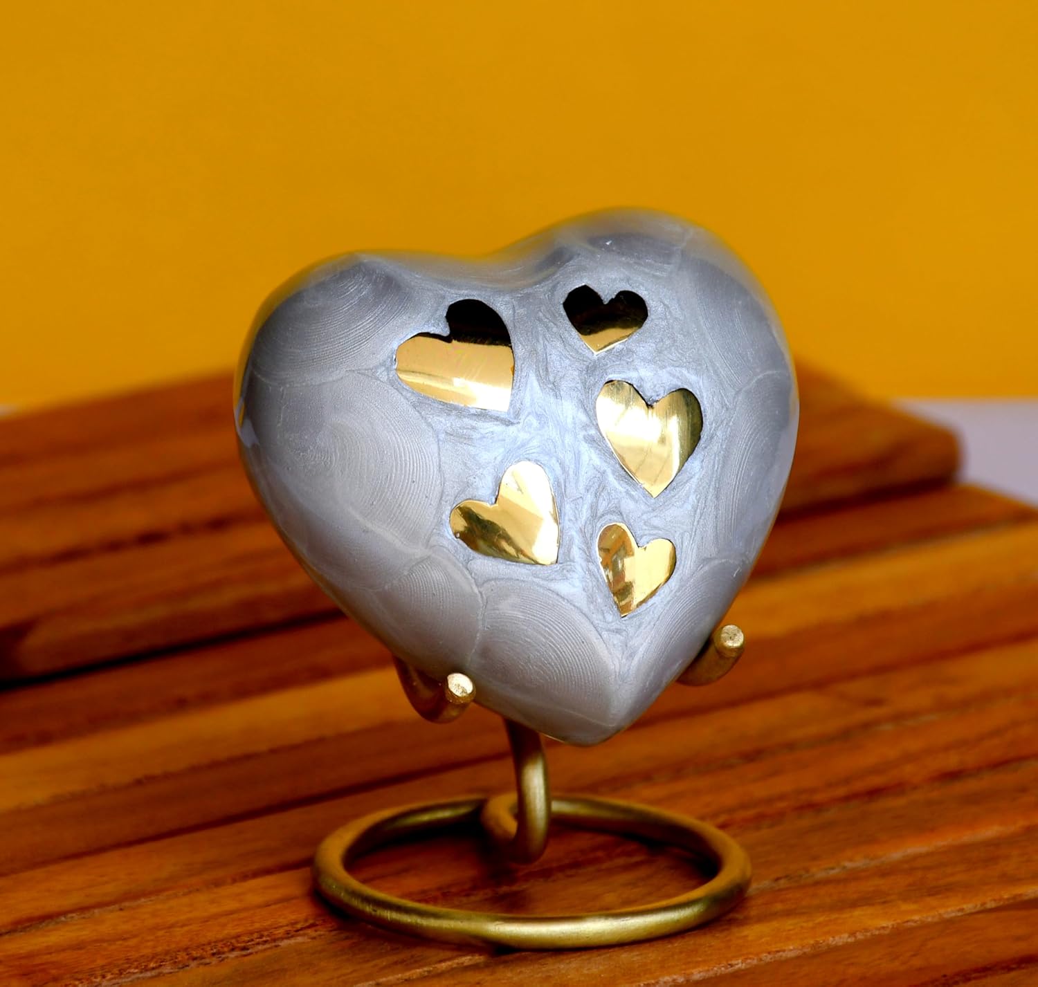 Esplanade Brass Cremation Mini Heart Urn Keepsake Memorial, Small Urn for Ashes Funeral Burial Container Jar Pot, 2.8 Inches (Gray, 2.8", Engraved)