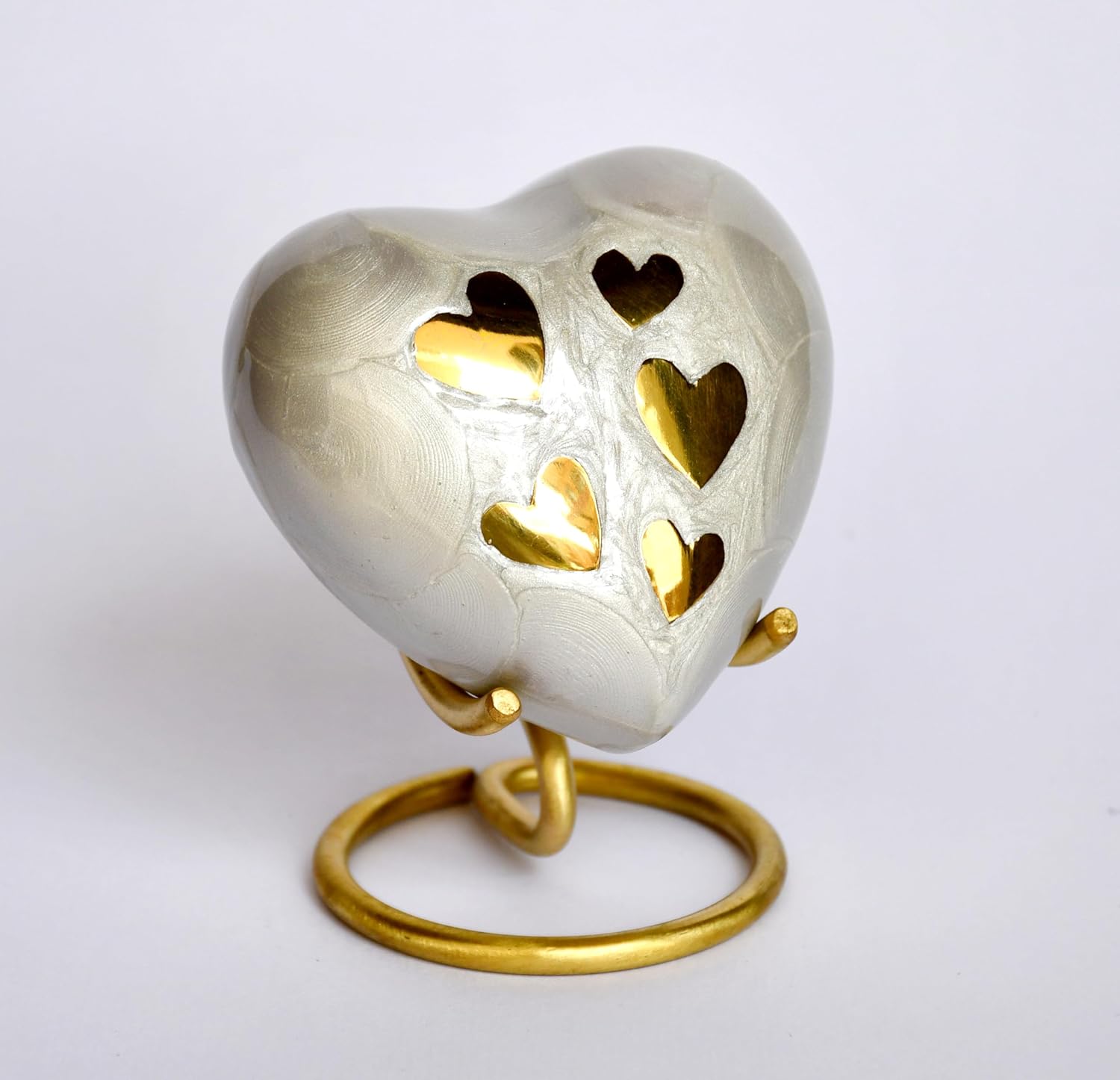 Esplanade Brass Cremation Mini Heart Urn Keepsake Memorial, Small Urn for Ashes Funeral Burial Container Jar Pot, 2.8 Inches (Gray, 2.8", Engraved)