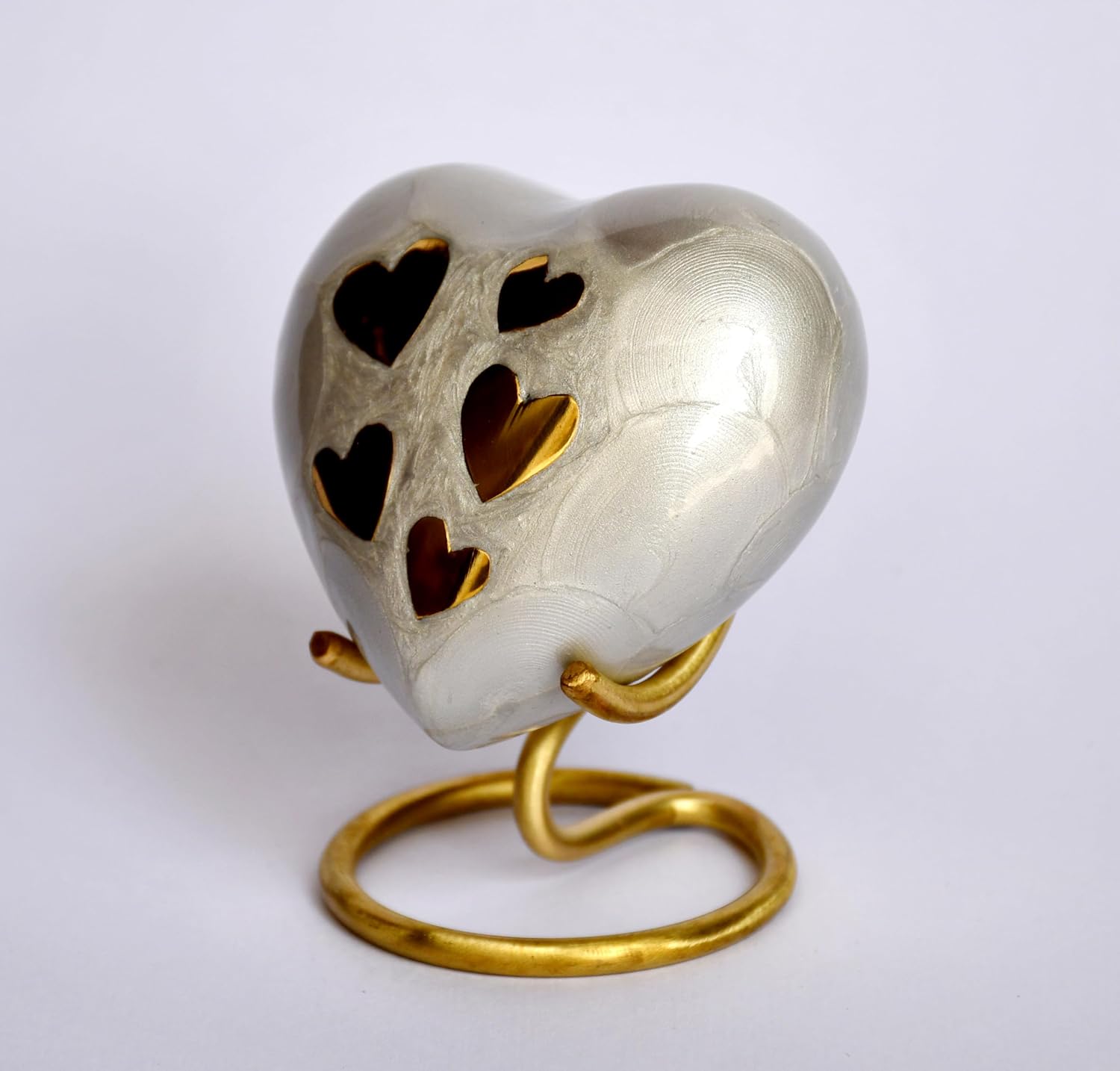 Esplanade Brass Cremation Mini Heart Urn Keepsake Memorial, Small Urn for Ashes Funeral Burial Container Jar Pot, 2.8 Inches (Gray, 2.8", Engraved)