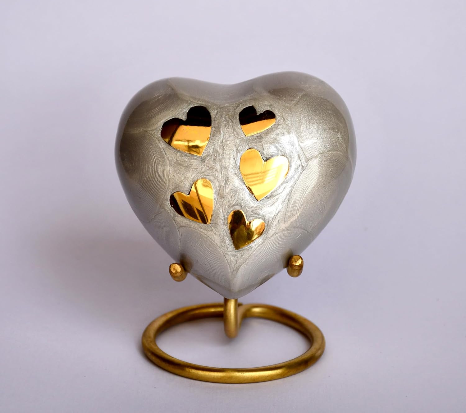 Esplanade Brass Cremation Mini Heart Urn Keepsake Memorial, Small Urn for Ashes Funeral Burial Container Jar Pot, 2.8 Inches (Gray, 2.8", Engraved)