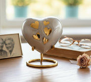 Esplanade Brass Cremation Mini Heart Urn Keepsake Memorial, Small Urn for Ashes Funeral Burial Container Jar Pot, 2.8 Inches (Gray, 2.8", Engraved)