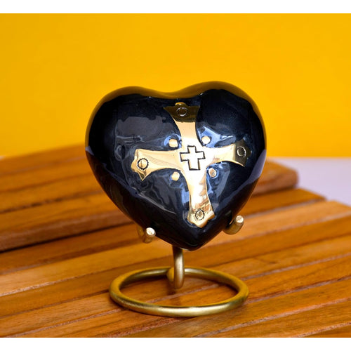 Esplanade Brass Cremation Mini Heart Urn Keepsake Memorial, Small Urn for Ashes Funeral Burial Container Jar Pot, 2.8 Inches (Dark Gray, 2.8