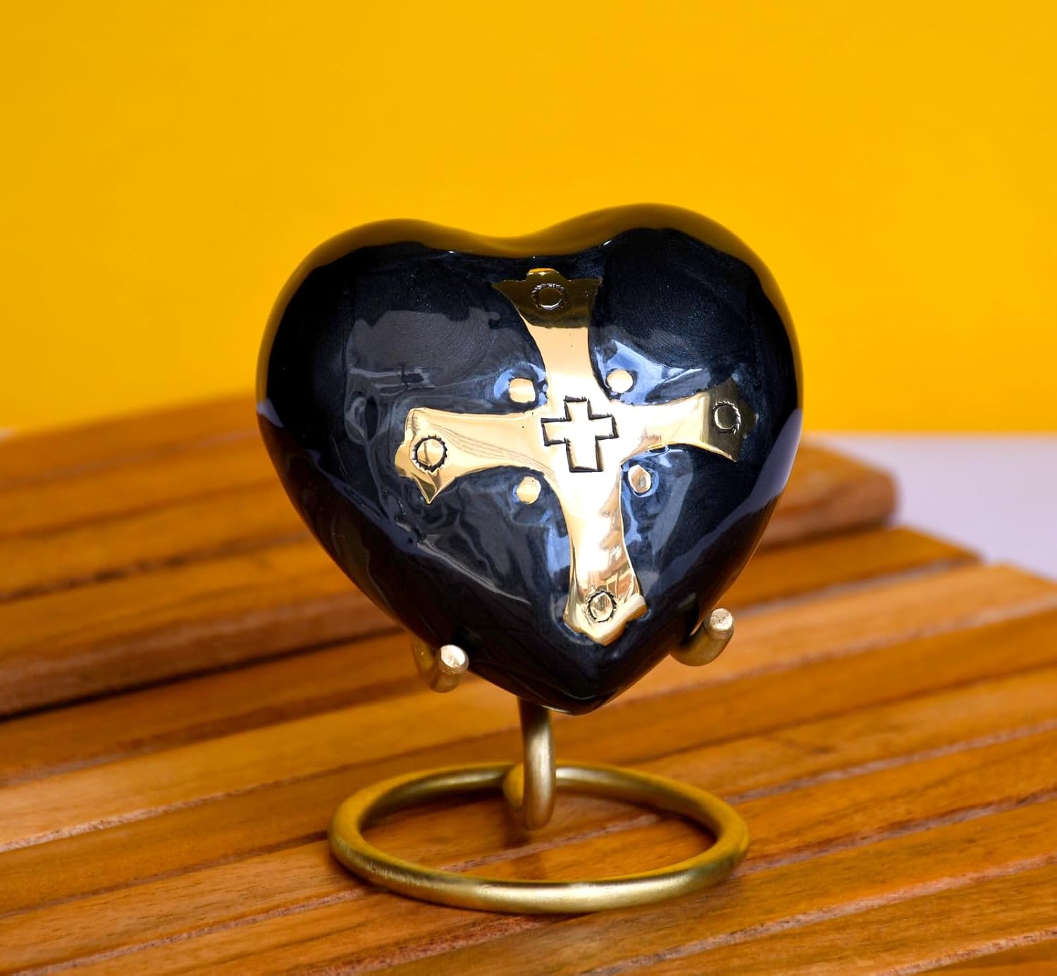 Esplanade Brass Cremation Mini Heart Urn Keepsake Memorial, Small Urn for Ashes Funeral Burial Container Jar Pot, 2.8 Inches (Dark Gray, 2.8", Engraved)