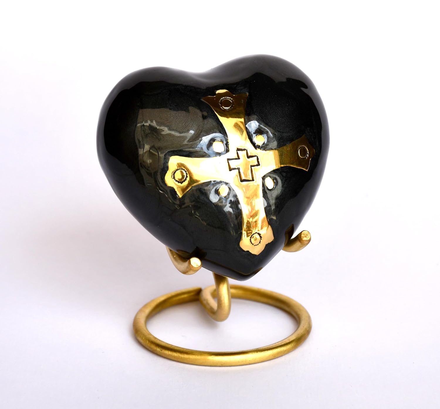 Esplanade Brass Cremation Mini Heart Urn Keepsake Memorial, Small Urn for Ashes Funeral Burial Container Jar Pot, 2.8 Inches (Dark Gray, 2.8", Engraved)