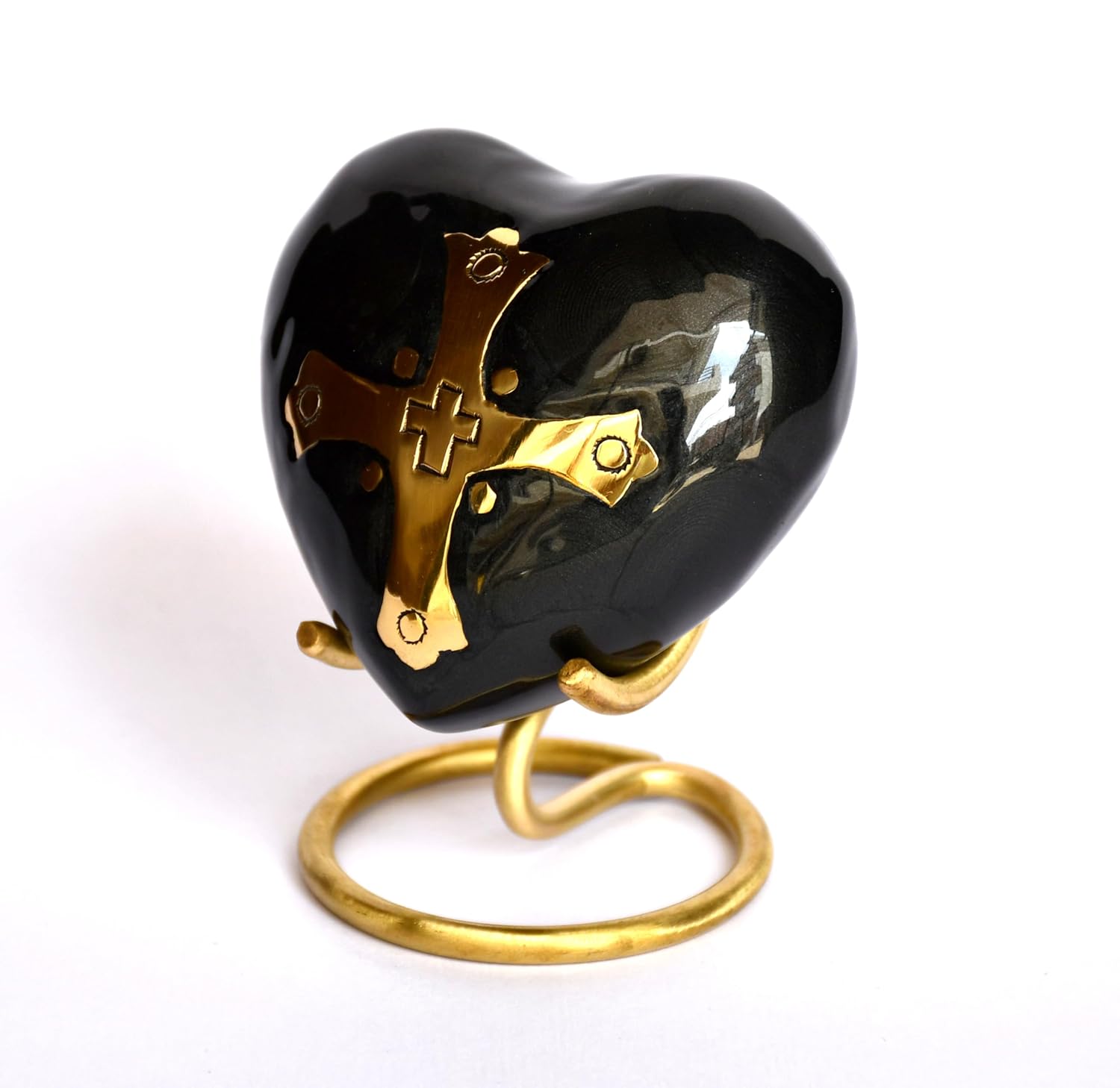 Esplanade Brass Cremation Mini Heart Urn Keepsake Memorial, Small Urn for Ashes Funeral Burial Container Jar Pot, 2.8 Inches (Dark Gray, 2.8", Engraved)