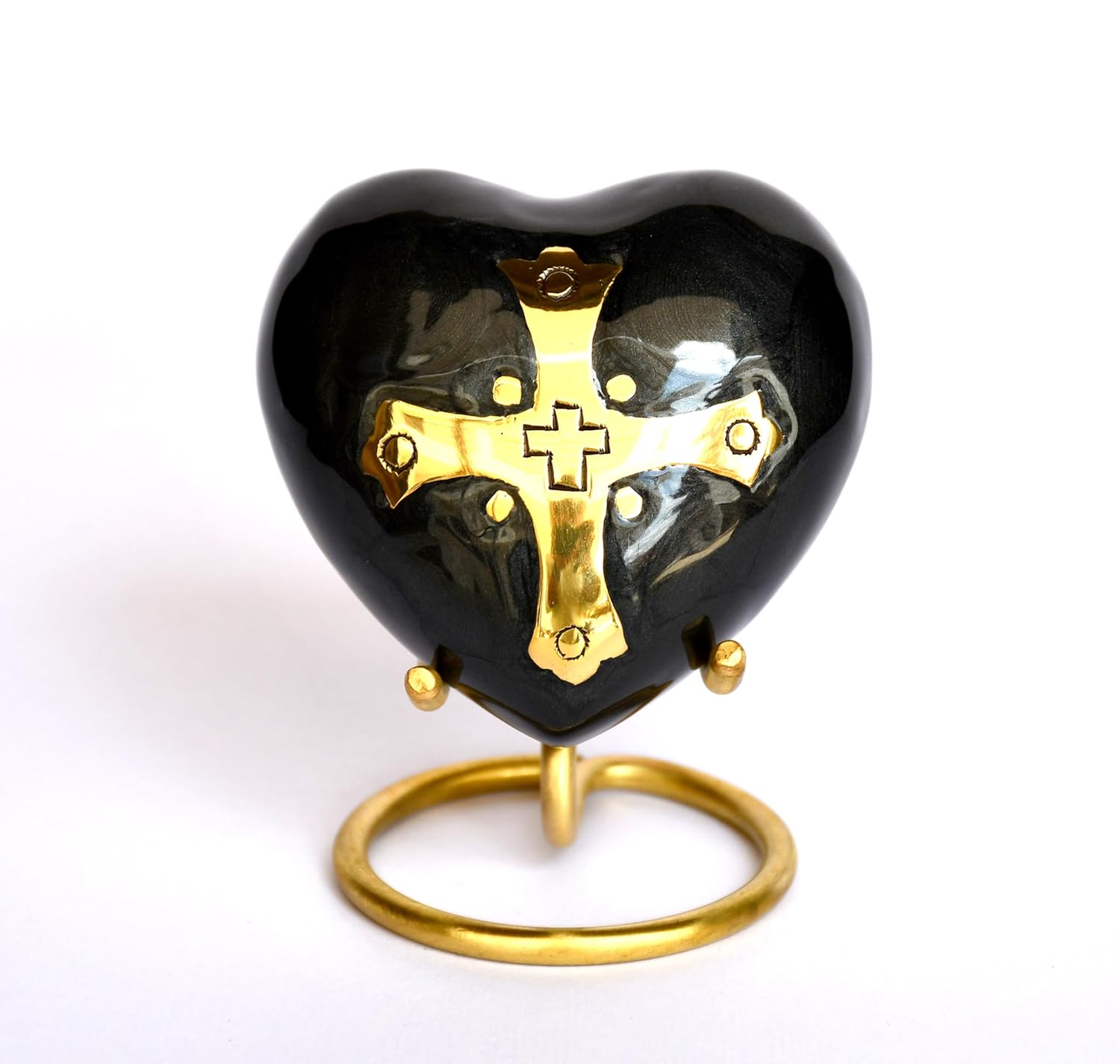 Esplanade Brass Cremation Mini Heart Urn Keepsake Memorial, Small Urn for Ashes Funeral Burial Container Jar Pot, 2.8 Inches (Dark Gray, 2.8", Engraved)