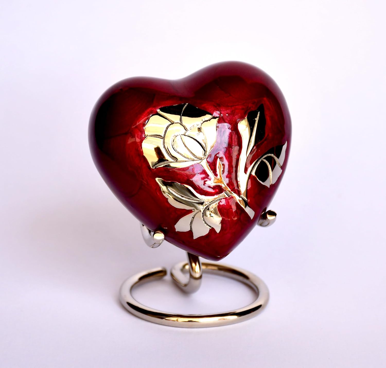 Esplanade Brass Cremation Mini Heart Urn Keepsake Memorial, Small Urn for Ashes Funeral Burial Container Jar Pot, 2.8 Inches (Maroon, 2.8", Engraved)