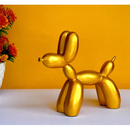 ESPLANADE Resin Balloon Art Dog Showpiece Statue Decorative Figurine, Home Decoration Items for Living Room, Modern DŽcor, Golden Yellow 7.5in