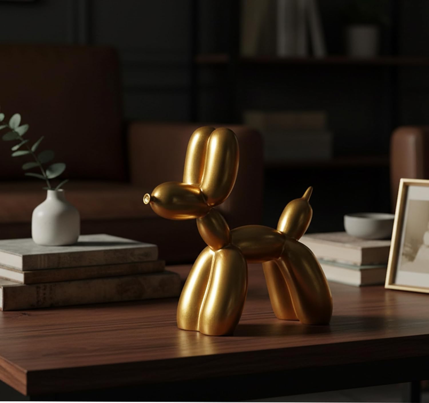 ESPLANADE Resin Balloon Art Dog Showpiece Statue Decorative Figurine, Home Decoration Items for Living Room, Modern DŽcor, Golden Yellow 7.5in