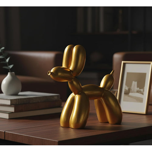 ESPLANADE Resin Balloon Art Dog Showpiece Statue Decorative Figurine, Home Decoration Items for Living Room, Modern DŽcor, Golden Yellow 7.5in