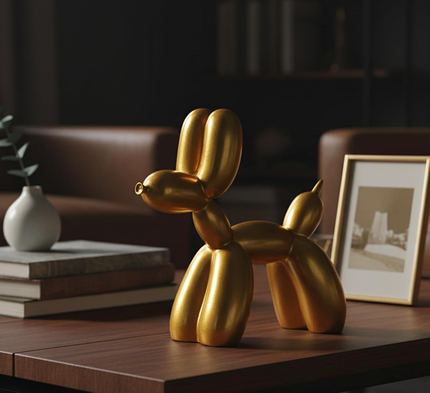 ESPLANADE Resin Balloon Art Dog Showpiece Statue Decorative Figurine, Home Decoration Items for Living Room, Modern DŽcor, Golden Yellow 7.5in