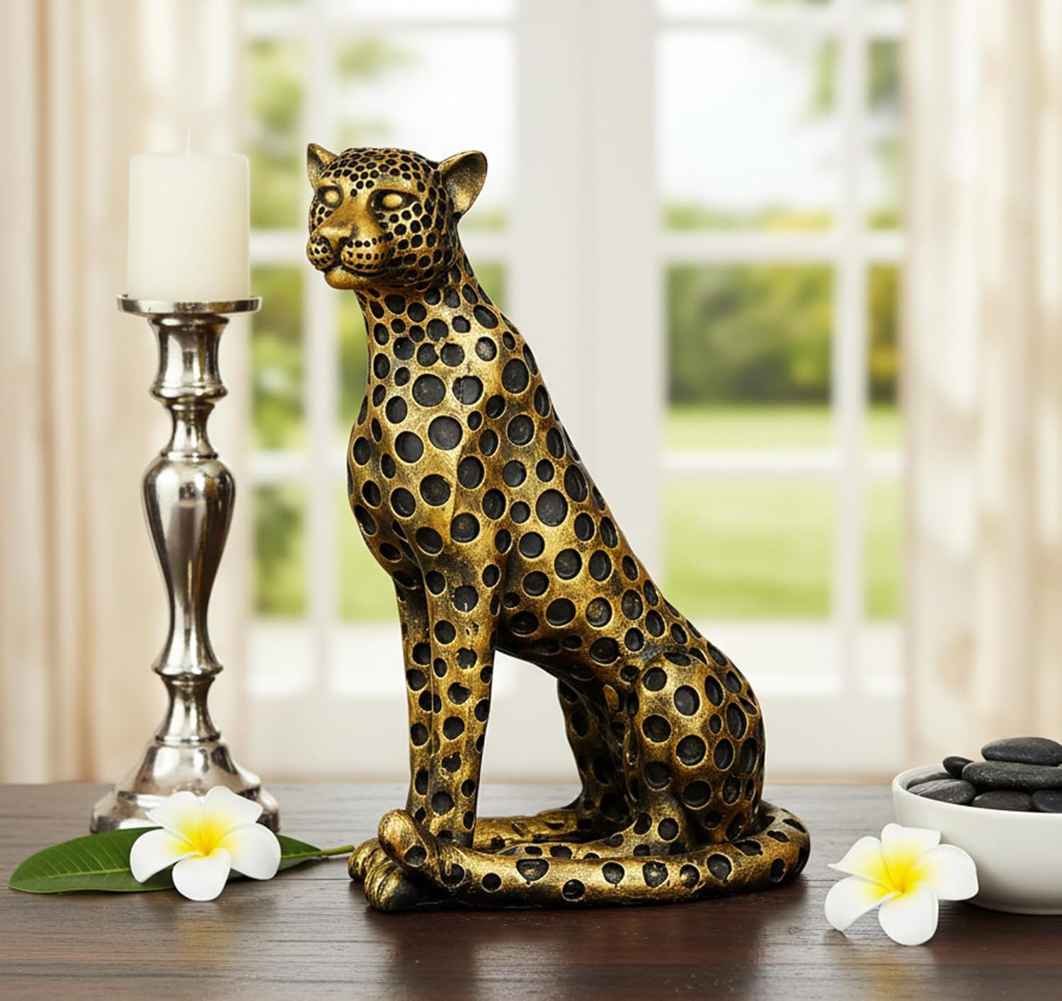 ESPLANADE Resin Black Panther Showpiece Statue Decorative Figurine, Home Decoration Items for Living Room, Antique Look DŽcor, 10in