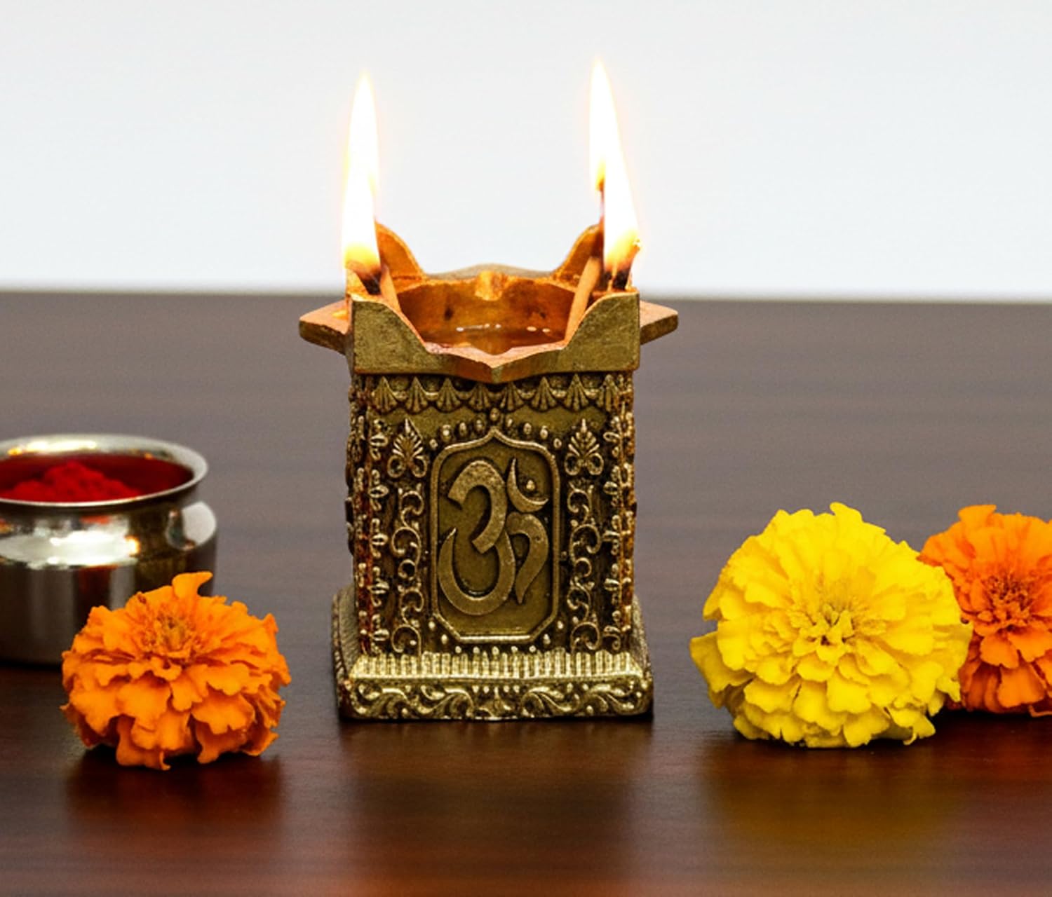 Esplanade Brass Tulsi Diya for Pooja, Unique Diya, Deepam, Villaku, Deepak, Pooja Items for Pooja Room, Brass Decoration Items for Home – 2 inch