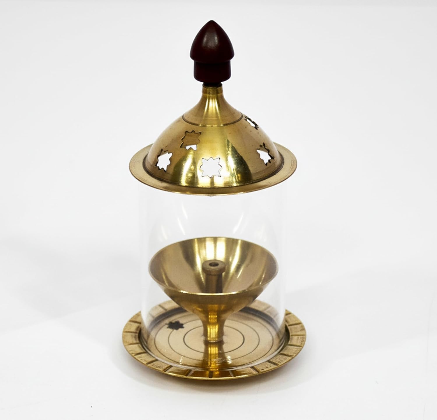 Esplanade Akhand Diya with Glass Cover, Diya with Cover for Puja, Akhand Diya for Puja, Deepak for Pooja, Deepam, Pooja Items, Golden 5"